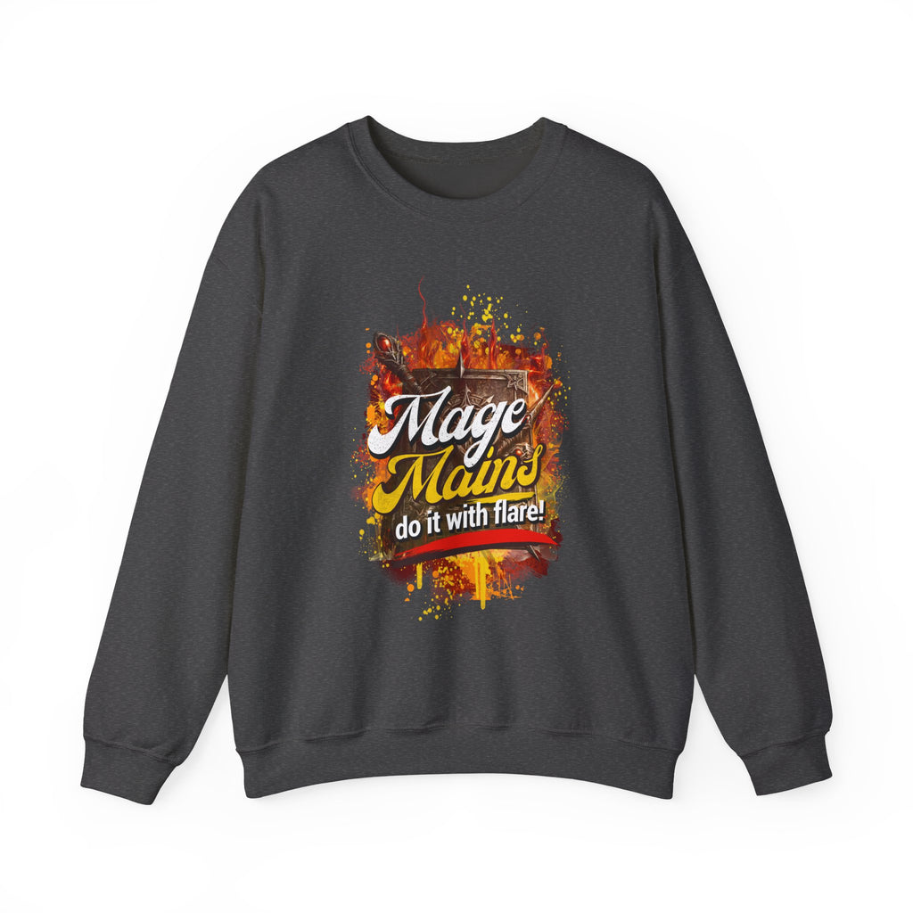 Mage Mains Crewneck Sweatshirt — "Do It With Flare" Fantasy Gamer Pullover