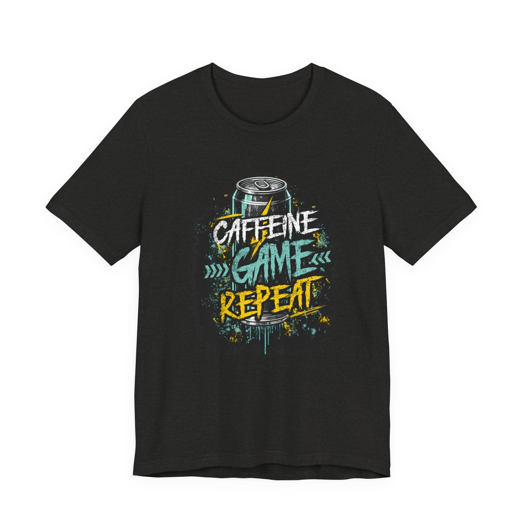 Caffeine Game Repeat T‑Shirt — Gamer Coffee Tee for Streamers & PC Players