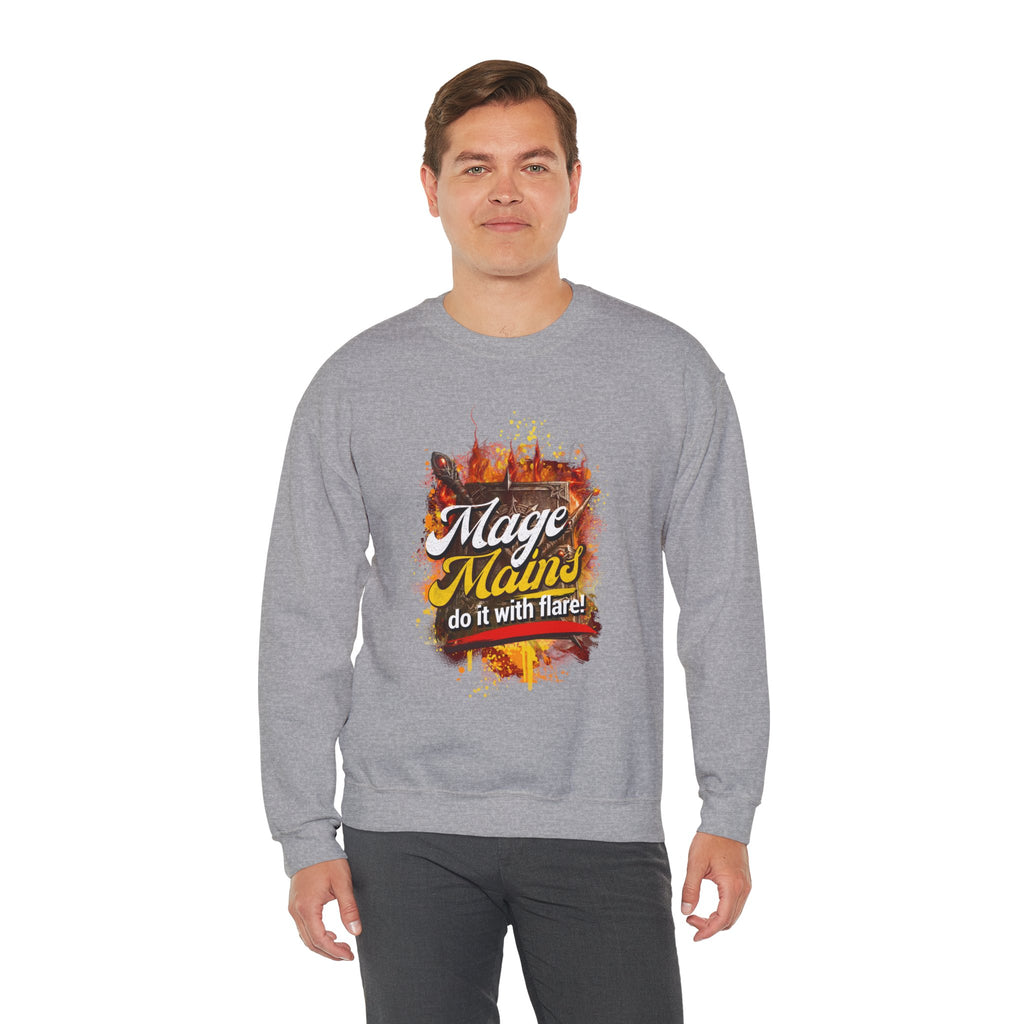 Mage Mains Crewneck Sweatshirt — "Do It With Flare" Fantasy Gamer Pullover
