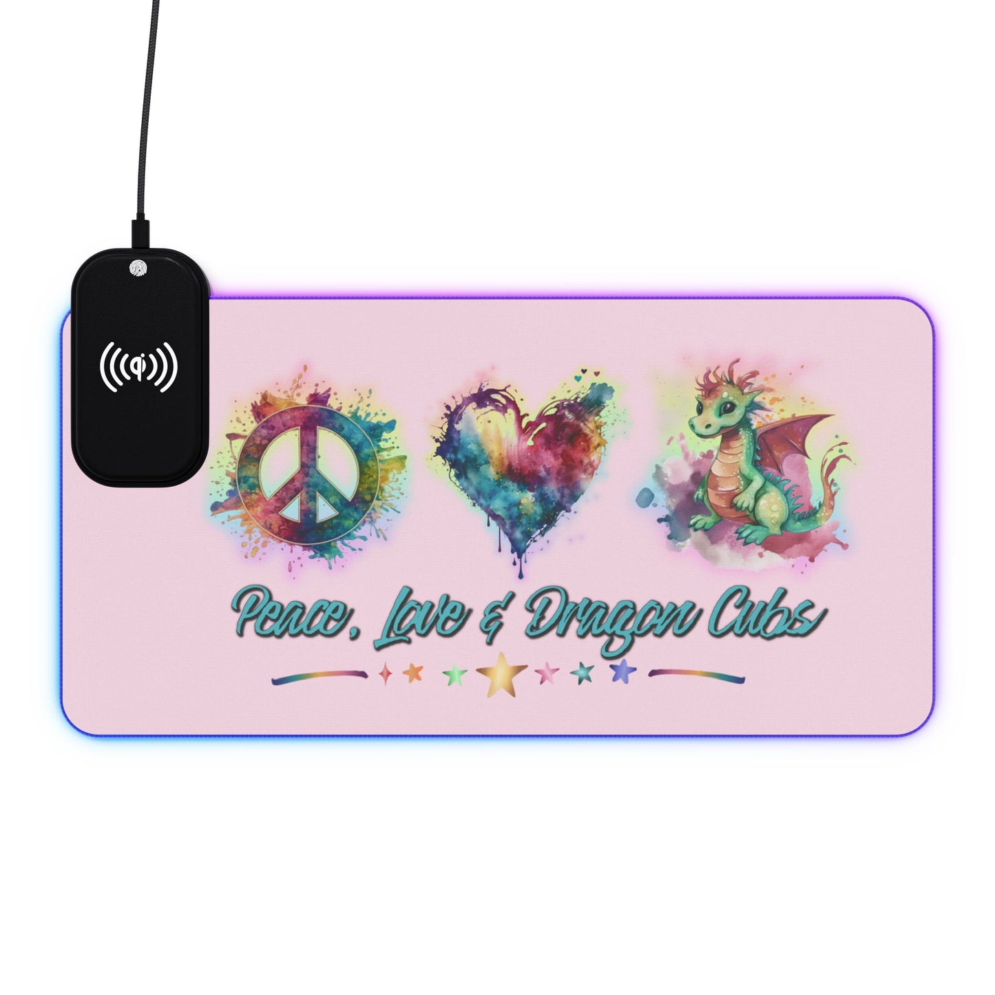 Peace, Love & Dragon Cubs Extended Gaming Mouse Pad