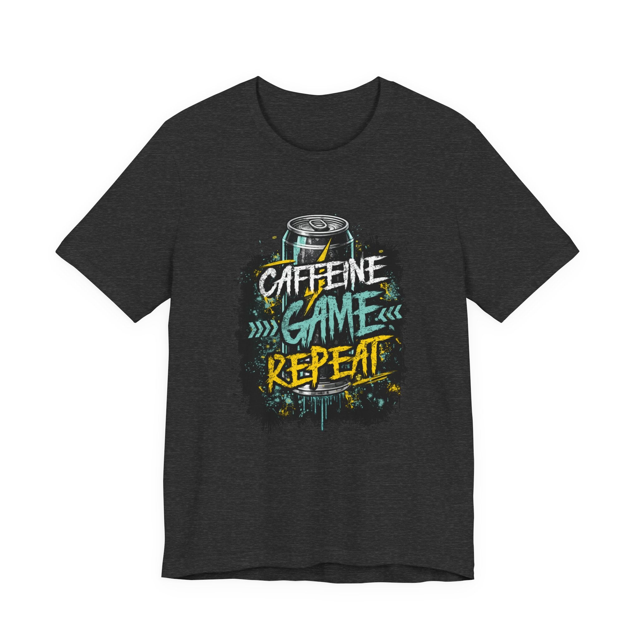 Caffeine Game Repeat T‑Shirt — Gamer Coffee Tee for Streamers & PC Players