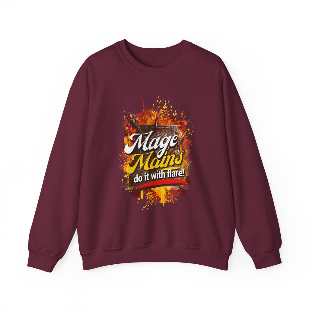 Mage Mains Crewneck Sweatshirt — "Do It With Flare" Fantasy Gamer Pullover