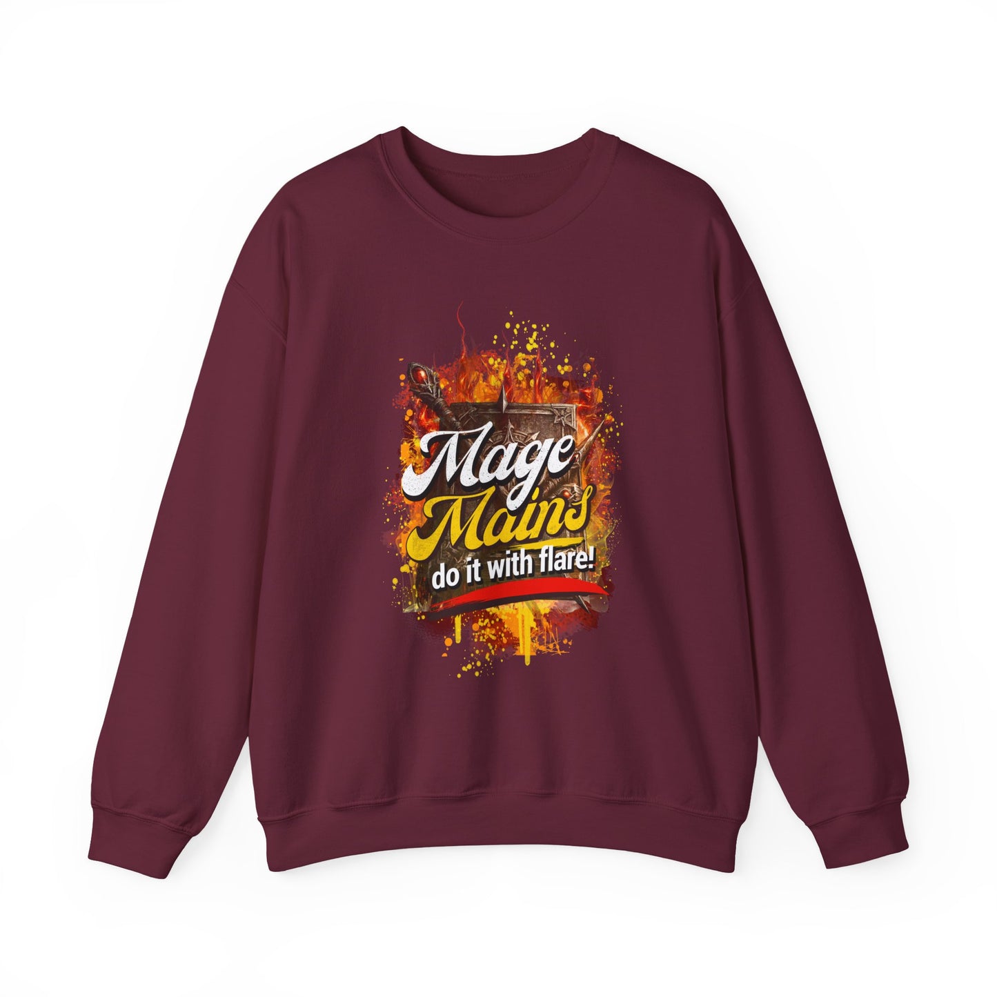 Mage Mains Crewneck Sweatshirt — "Do It With Flare" Fantasy Gamer Pullover