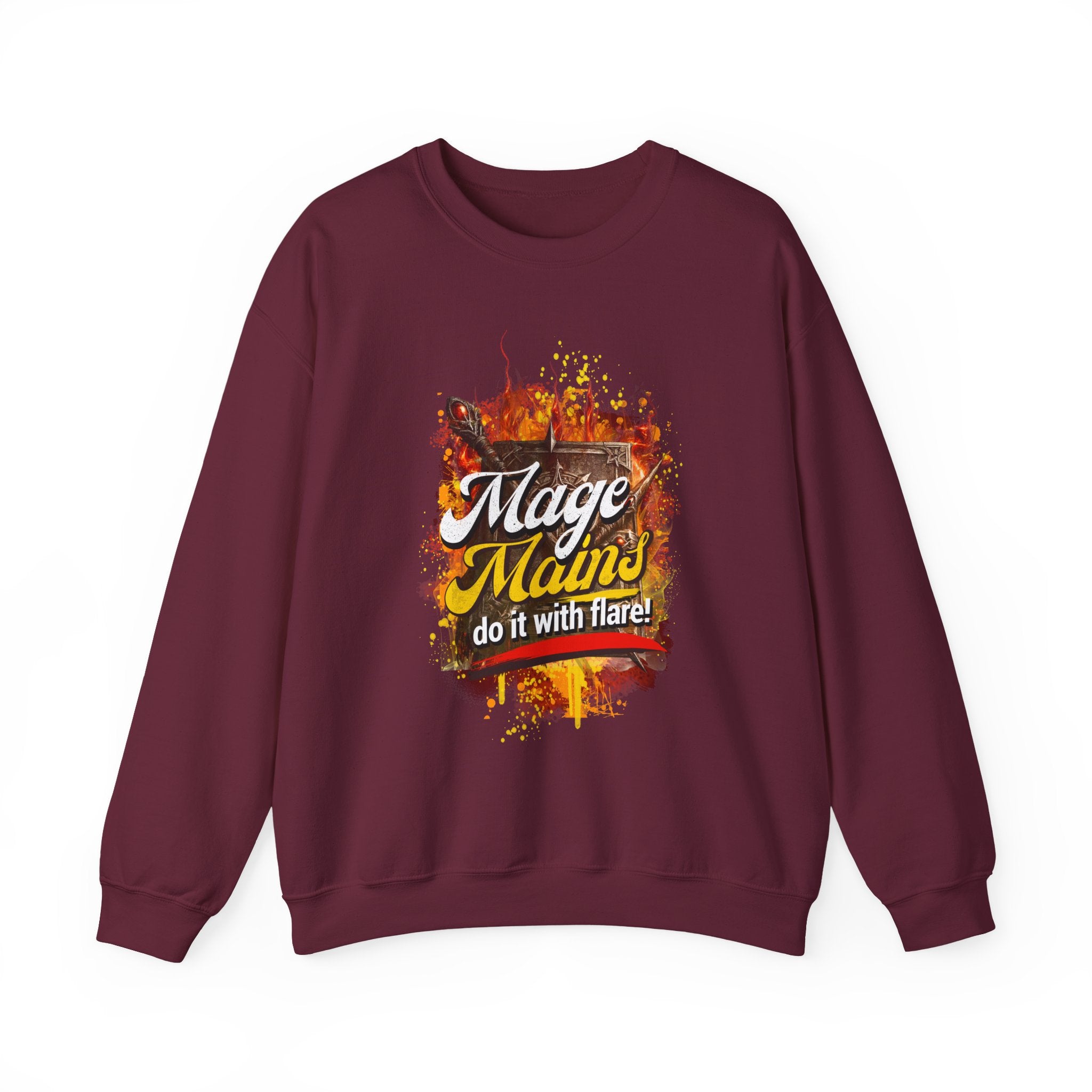 Mage Mains Crewneck Sweatshirt — "Do It With Flare" Fantasy Gamer Pullover