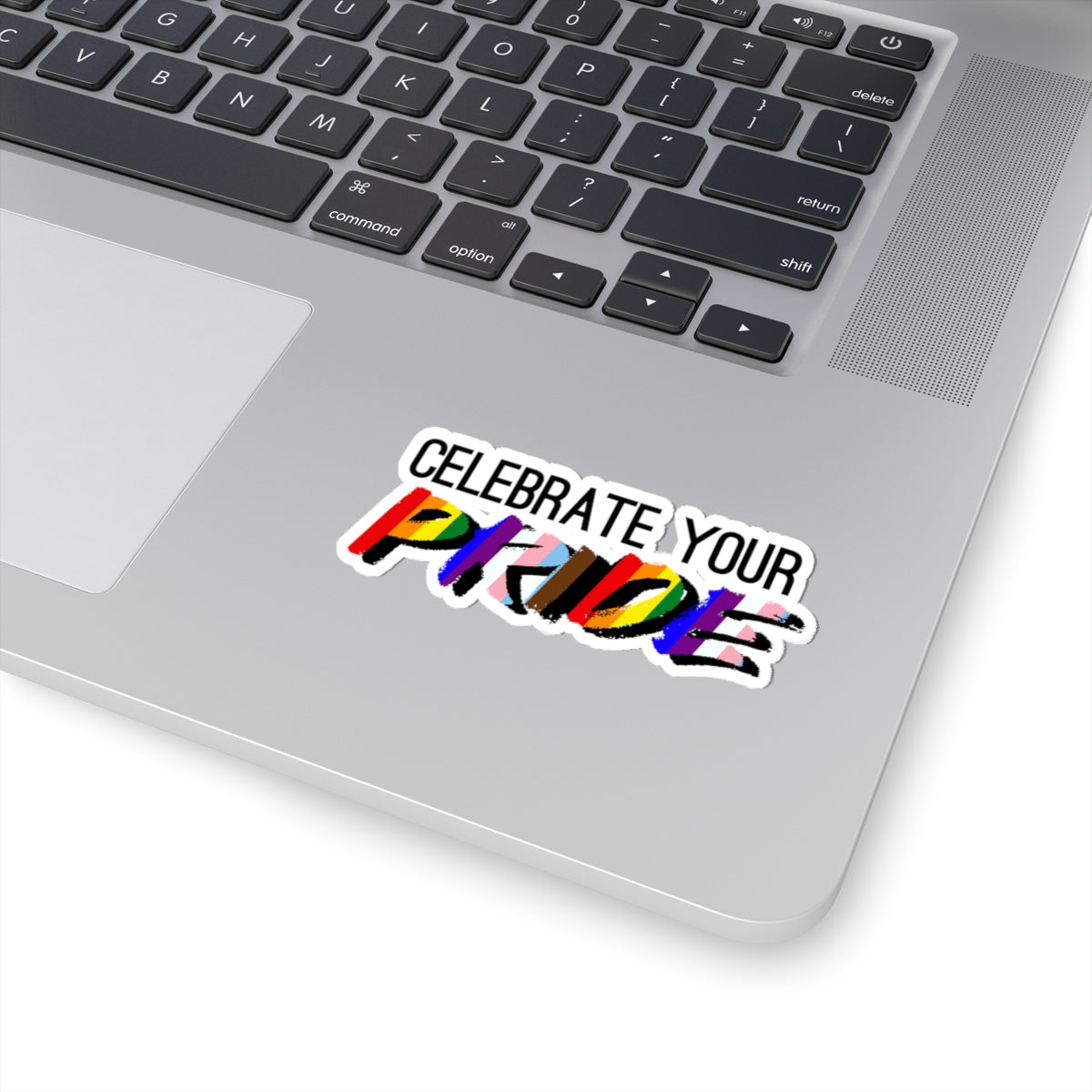 Celebrate Your Pride Kiss-Cut Sticker — Rainbow LGBTQ+ Support Decal