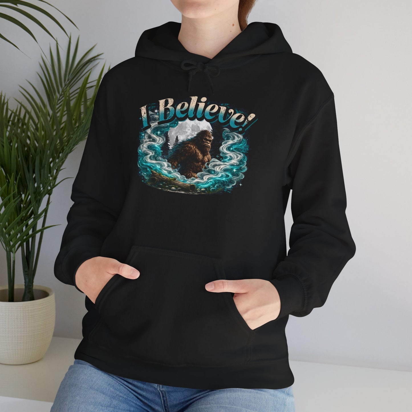I Believe! Bigfoot Hoodie | Sasquatch Cryptid Wilderness Pullover Sweatshirt