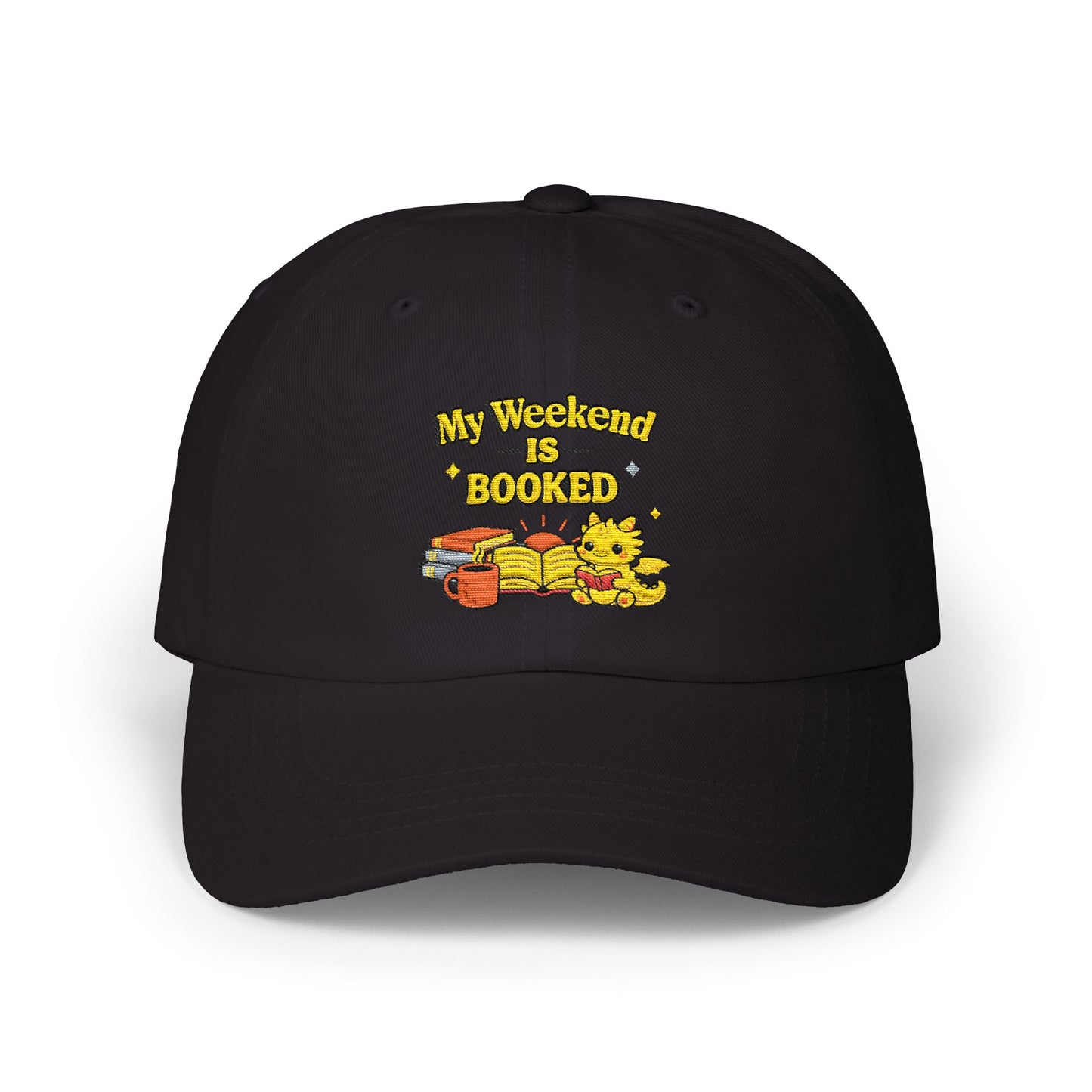 My Weekend Is Booked | Cute Book Dragon Embroidered Dad Cap