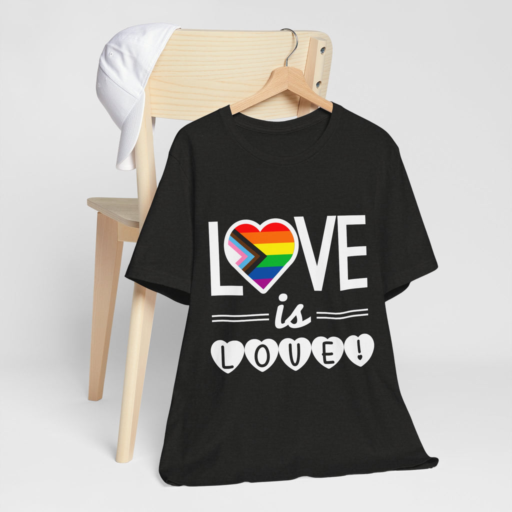 Love Is Love T-Shirt — Rainbow Heart Pride Tee