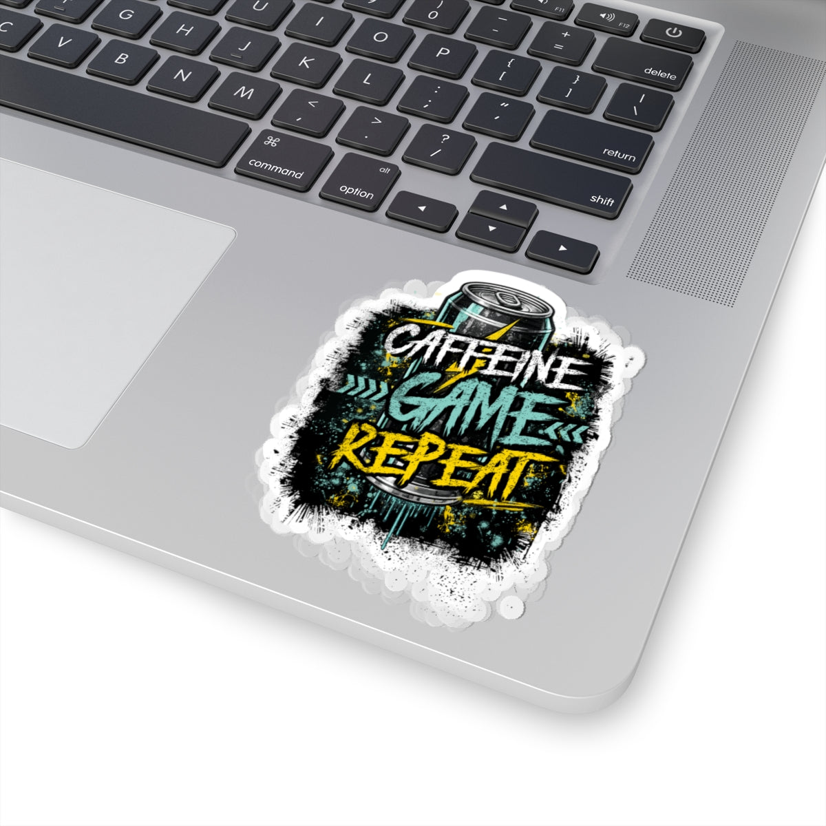 Kiss-Cut Sticker — "Caffeine Game Repeat" Gamer Energy Decal