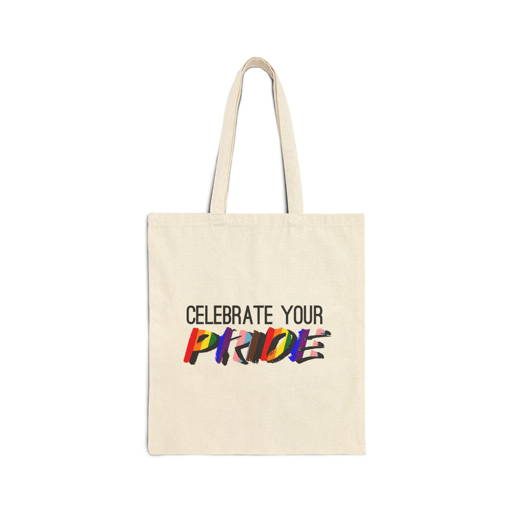 Tote — "Celebrate Your Pride" Rainbow Canvas Tote Bag