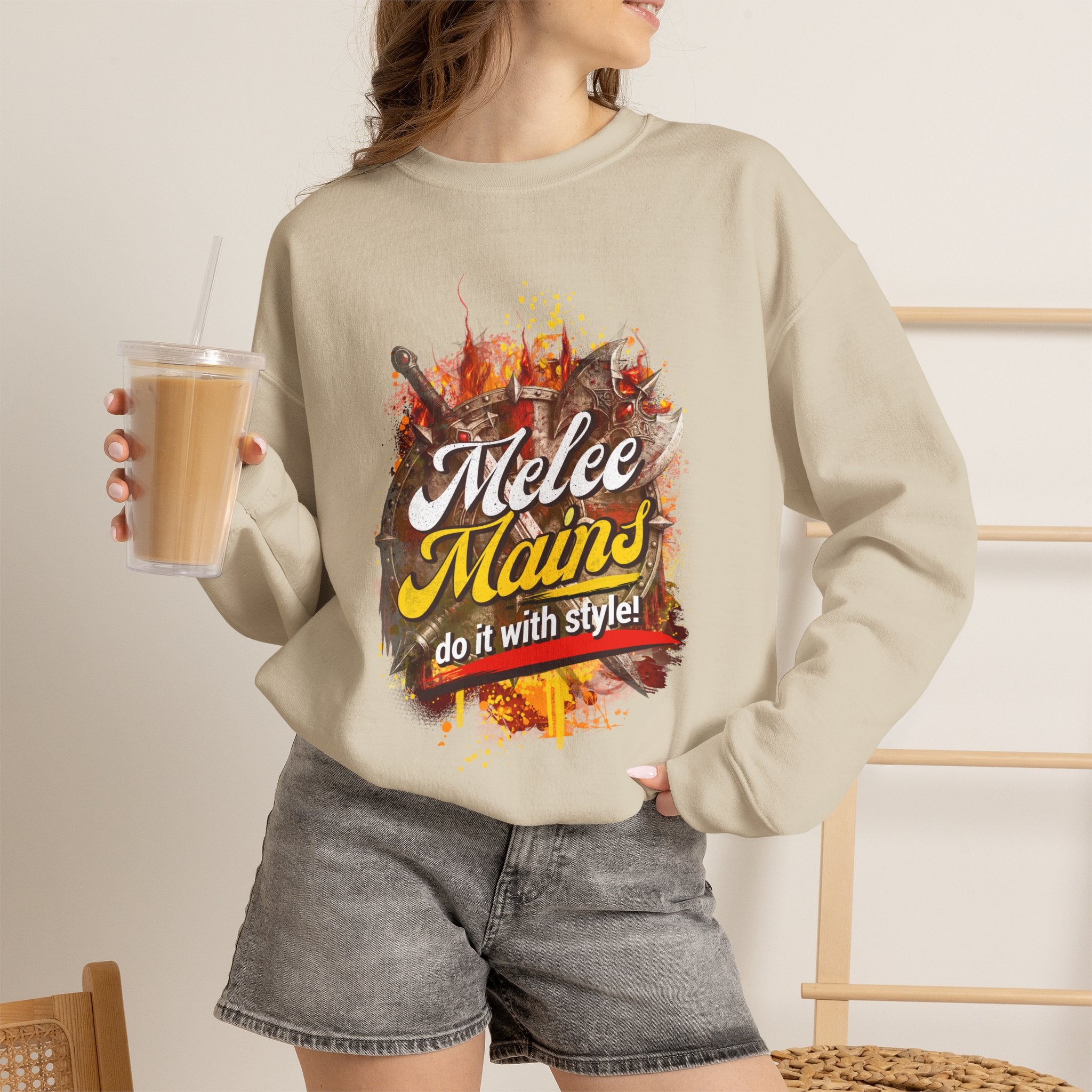 Melee Mains Crewneck Sweatshirt – “Do It With Style” Gamer Graphic Pullover