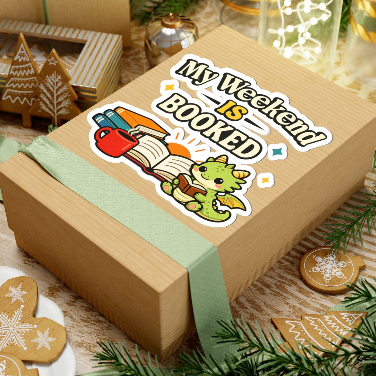 My Weekend Is Booked | Cute Book Dragon Reading Sticker