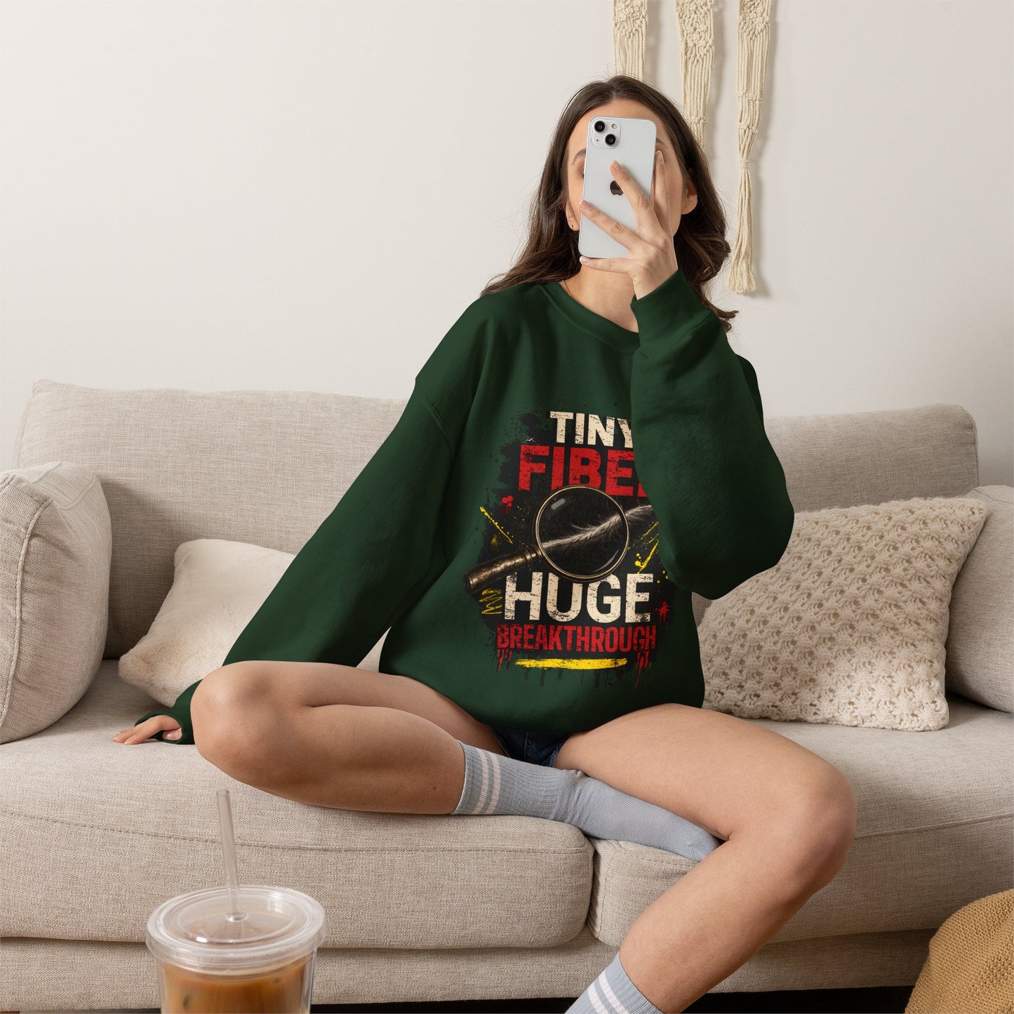 Tiny Fiber Huge Breakthrough Crewneck Sweatshirt | True Crime Forensics Pullover