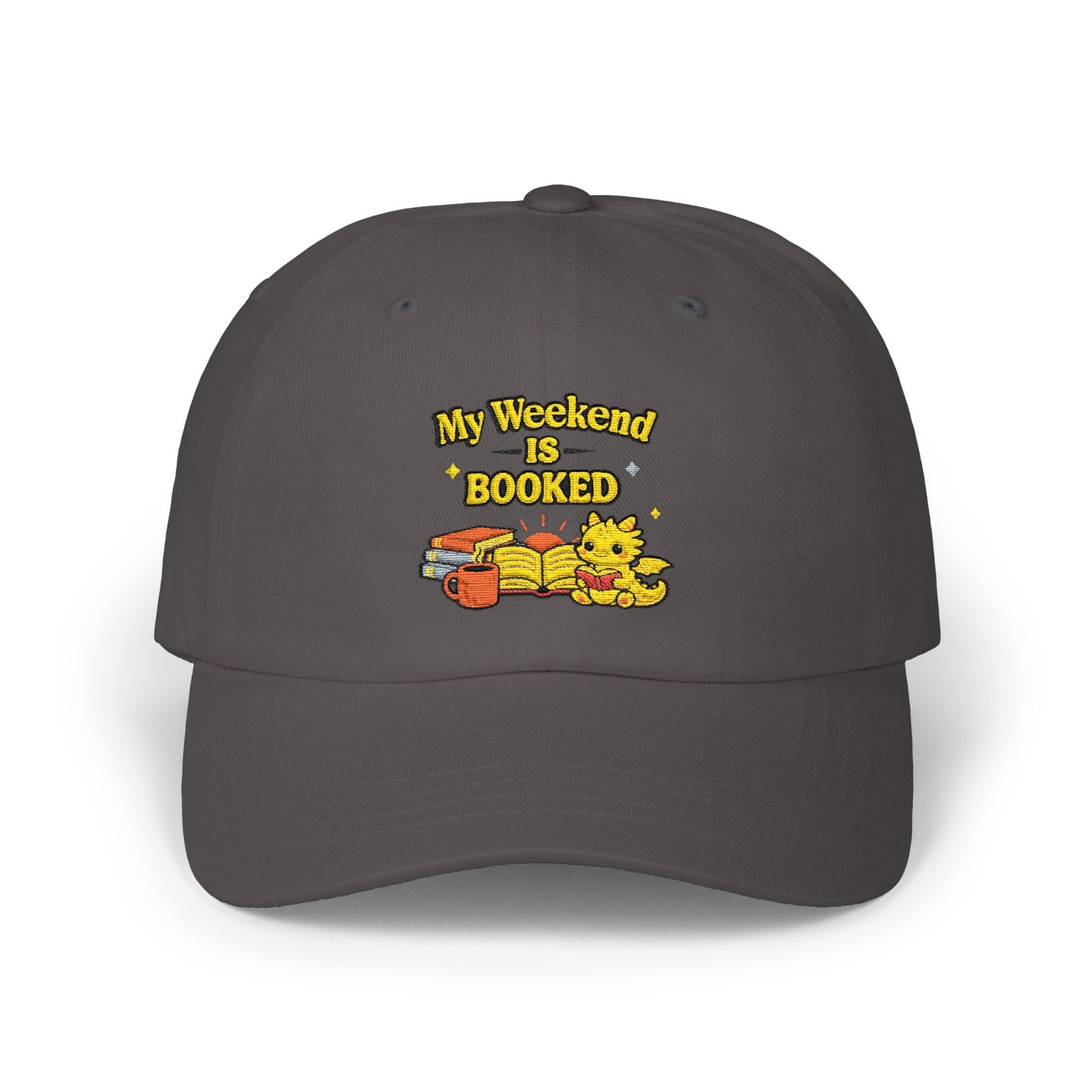My Weekend Is Booked | Cute Book Dragon Embroidered Dad Cap
