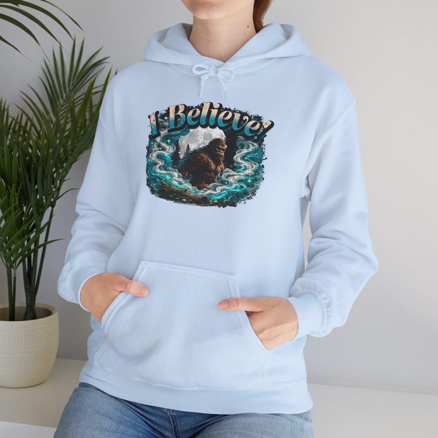 I Believe! Bigfoot Hoodie | Sasquatch Cryptid Wilderness Pullover Sweatshirt