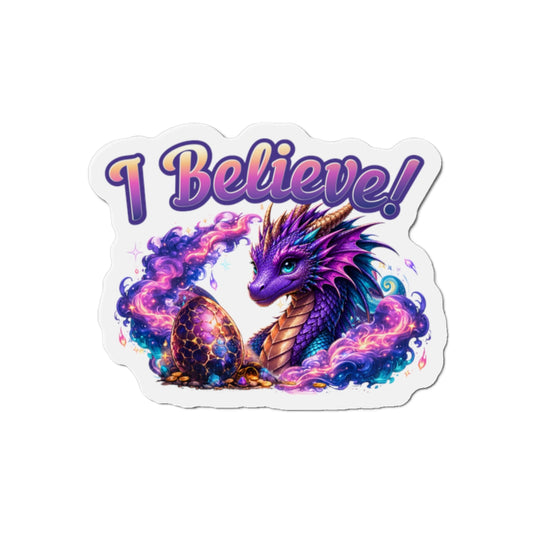 I Believe Dragon & Egg Fantasy Die-Cut Magnet