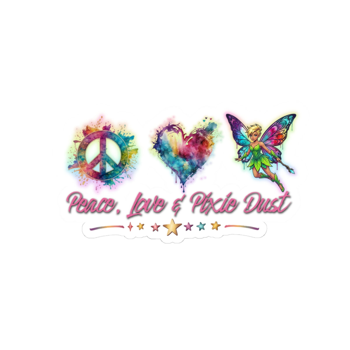Peace, Love & Pixie Dust Fantasy Watercolor Vinyl Sticker