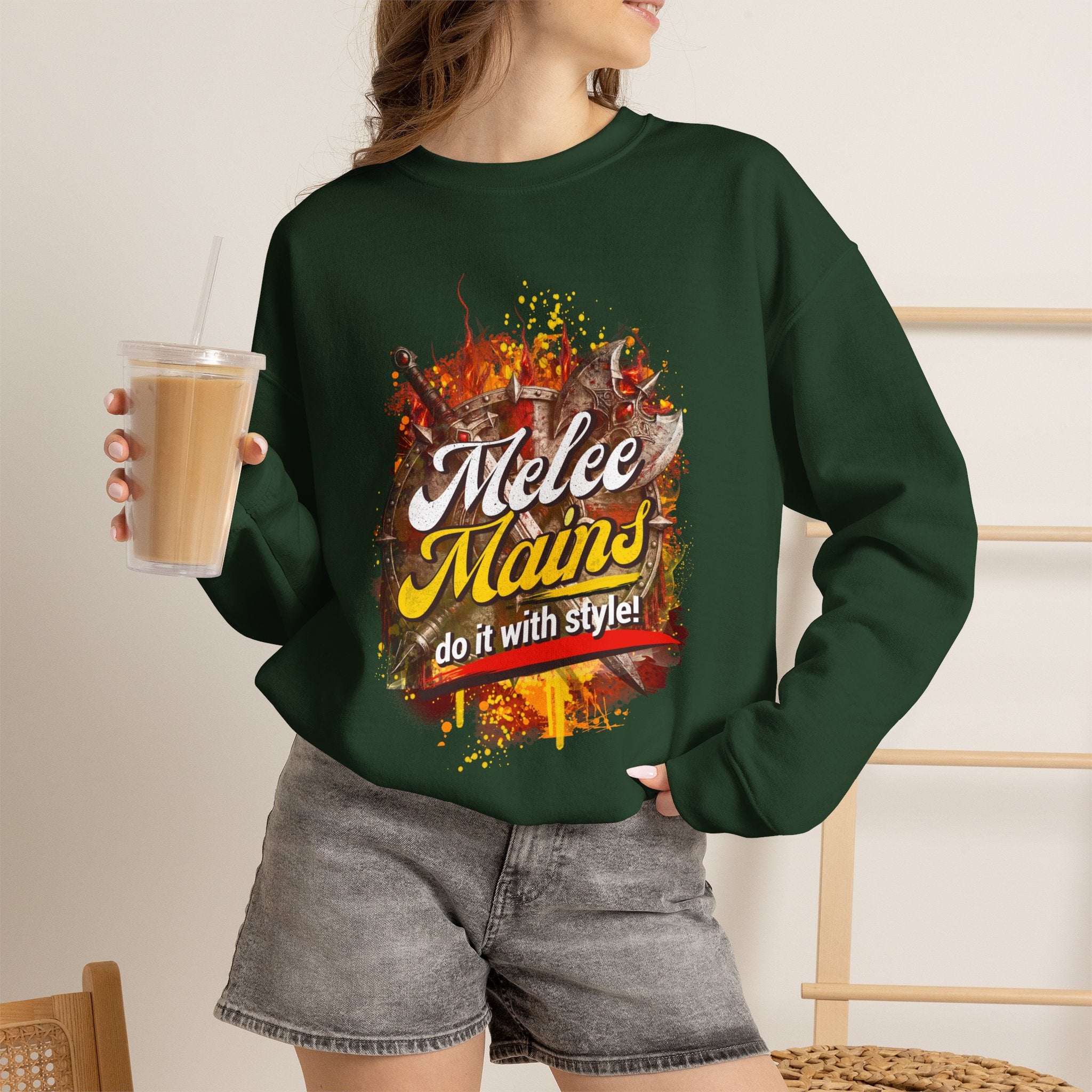 Melee Mains Crewneck Sweatshirt – “Do It With Style” Gamer Graphic Pullover