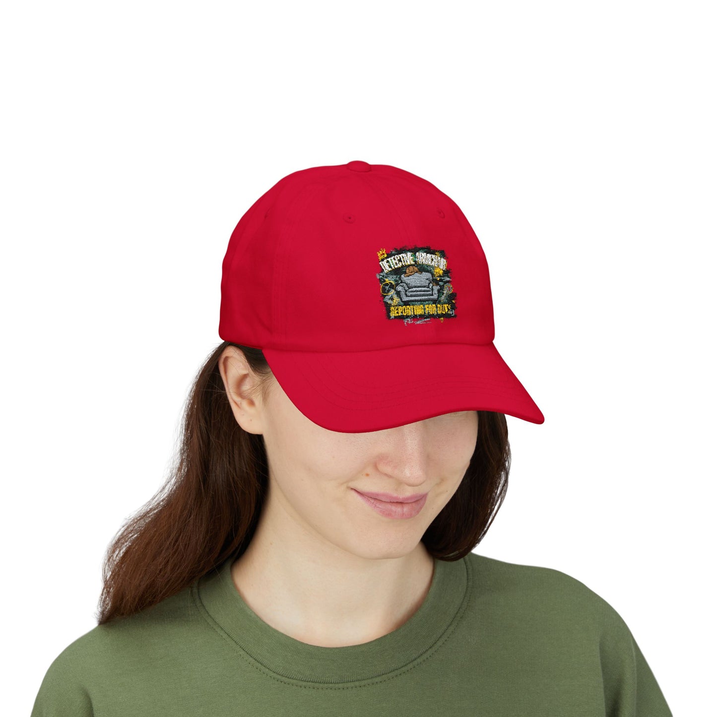 Detective Armchair Reporting for Duty Funny True Crime Dad Cap