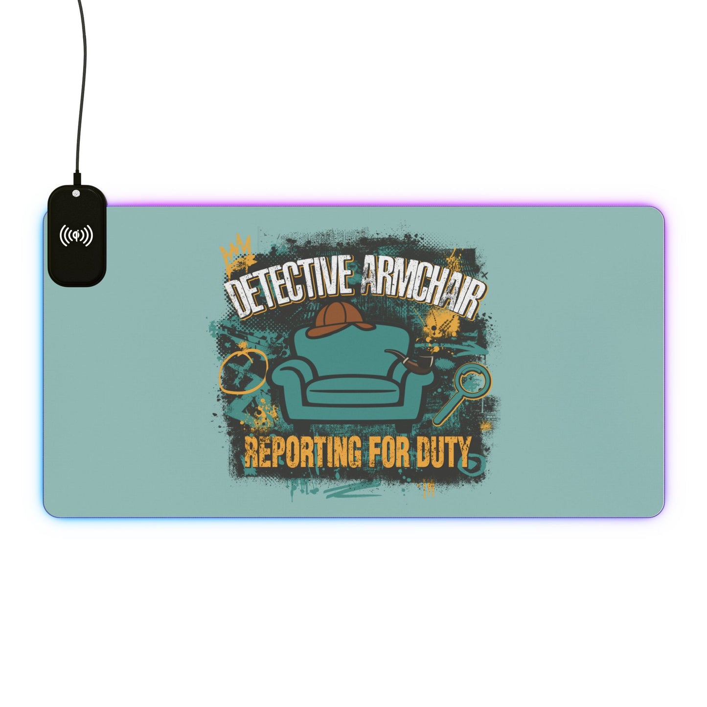 Detective Armchair Reporting for Duty Extended RGB Gaming Mouse Pad