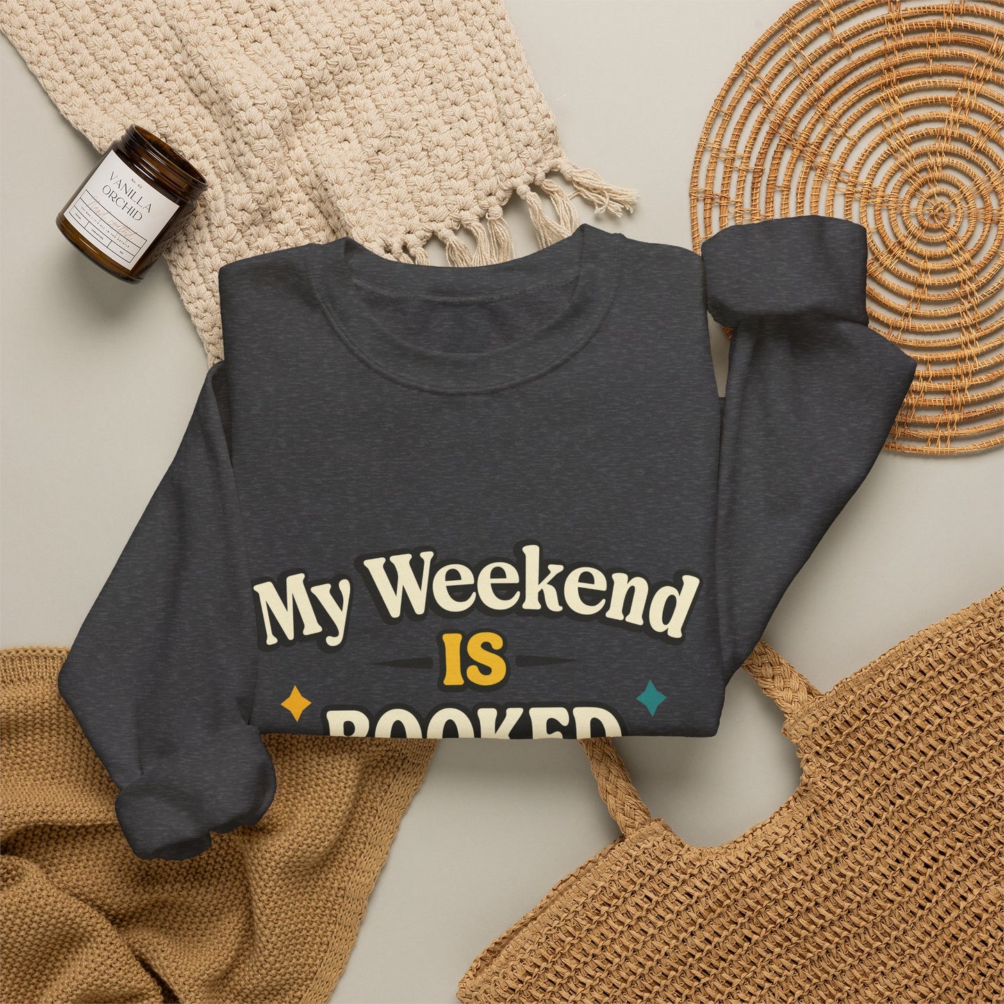 My Weekend Is Booked | Cute Book Dragon Cozy Crewneck Sweatshirt