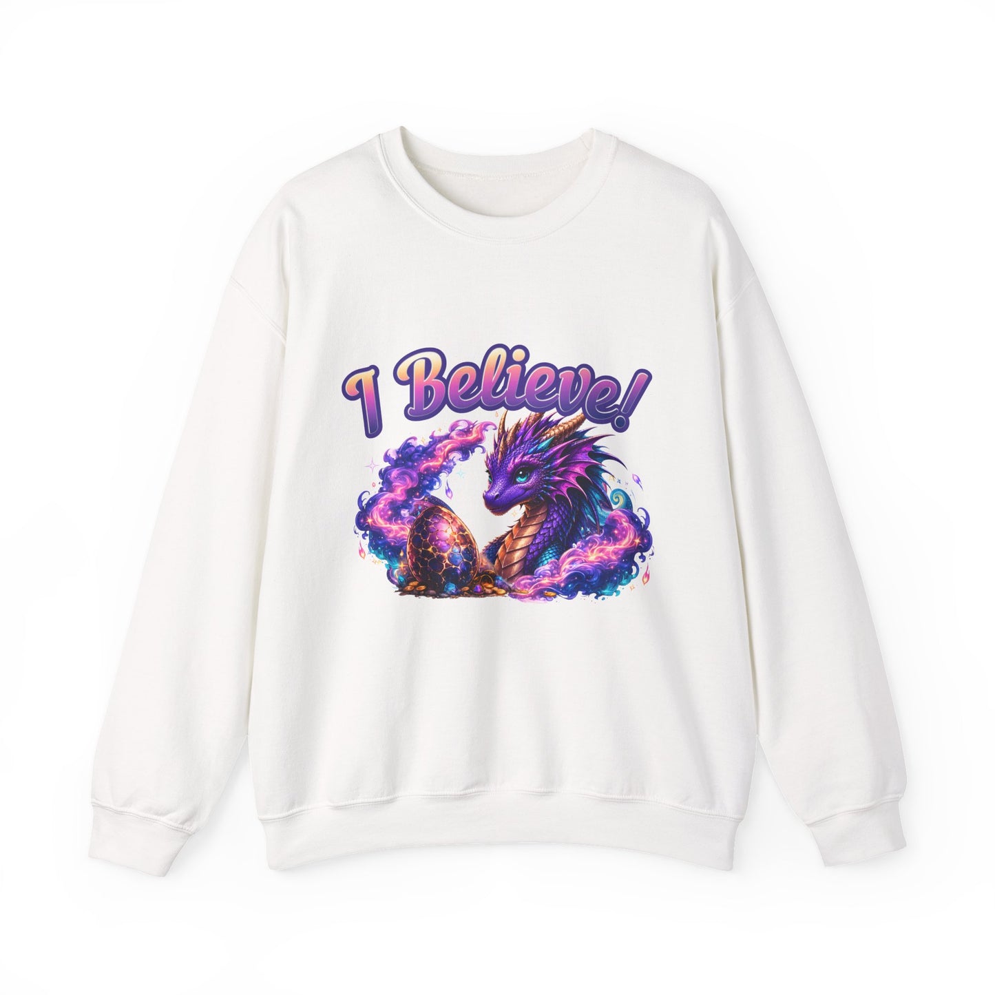 I Believe! Dragon Crewneck Sweatshirt | Magical Fantasy Dragon Egg Mythical Creature Pullover