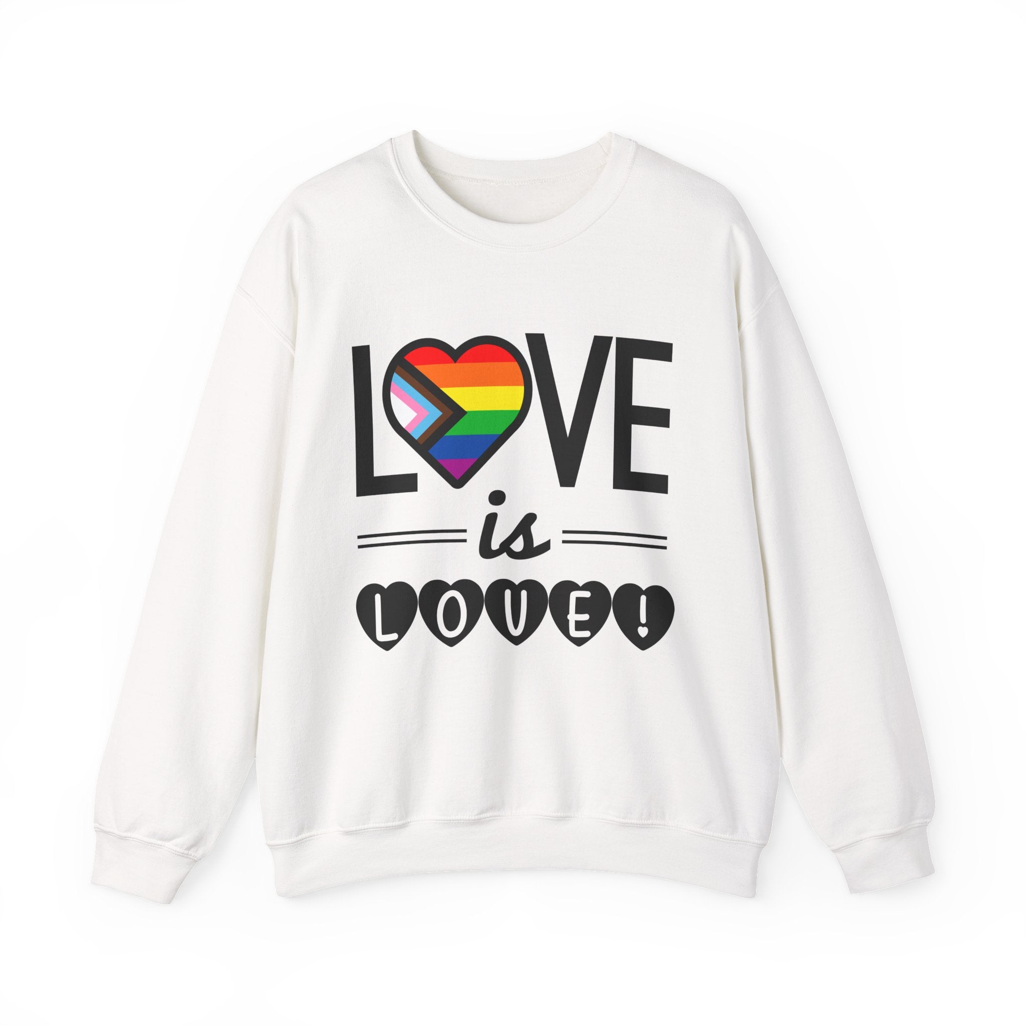 Love Is Love Sweatshirt — Rainbow Heart Pride Crewneck