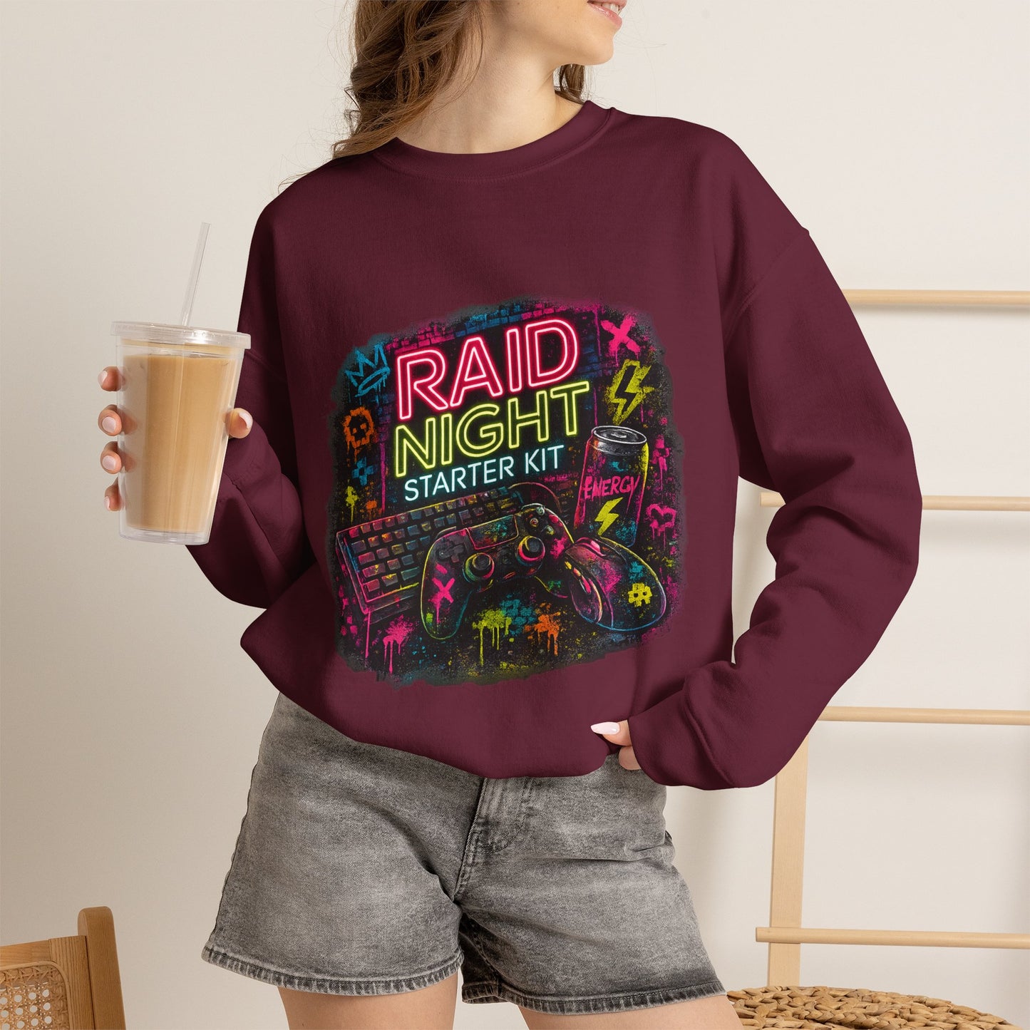 Raid Night Starter Kit | Retro Neon Gamer Sweatshirt