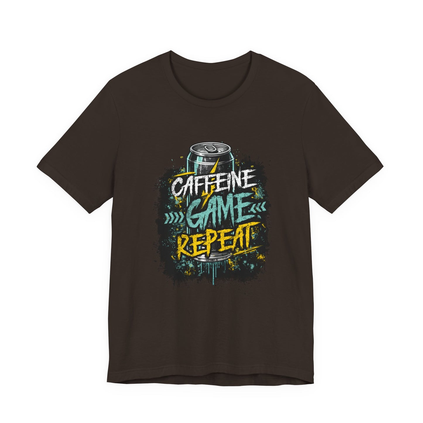 Caffeine Game Repeat T‑Shirt — Gamer Coffee Tee for Streamers & PC Players