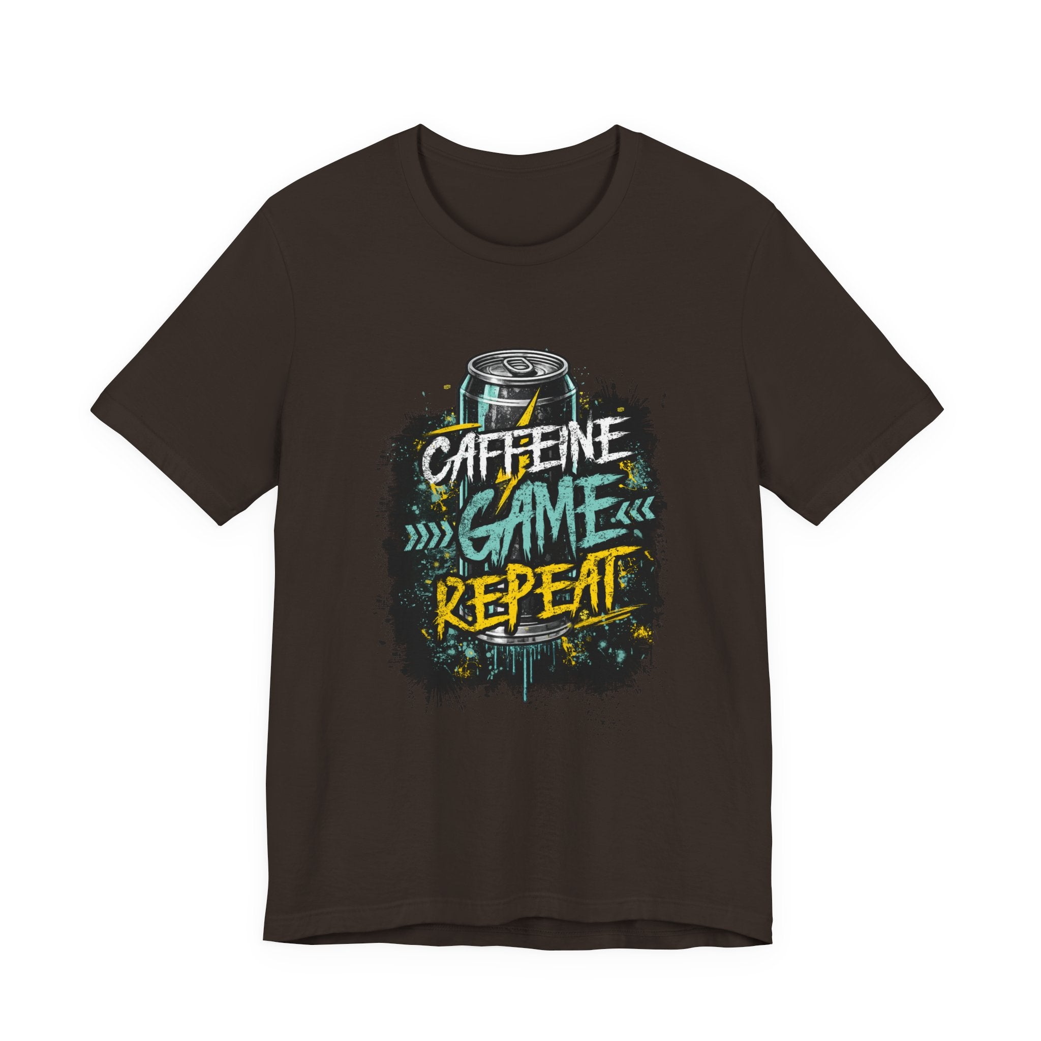 Caffeine Game Repeat T‑Shirt — Gamer Coffee Tee for Streamers & PC Players