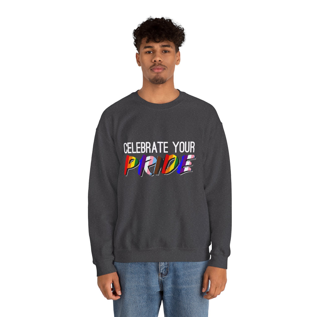 Celebrate Your Pride Crewneck Sweatshirt — Rainbow LGBTQ+ Pride Pullover