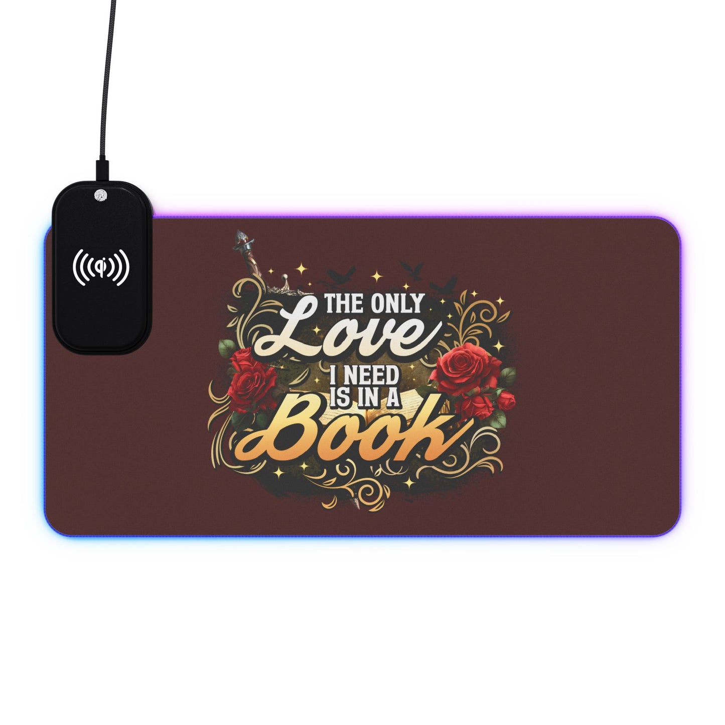 The Only Love I Need Is in a Book LED Gaming Mouse Pad | BookTok Romantasy Desk Mat