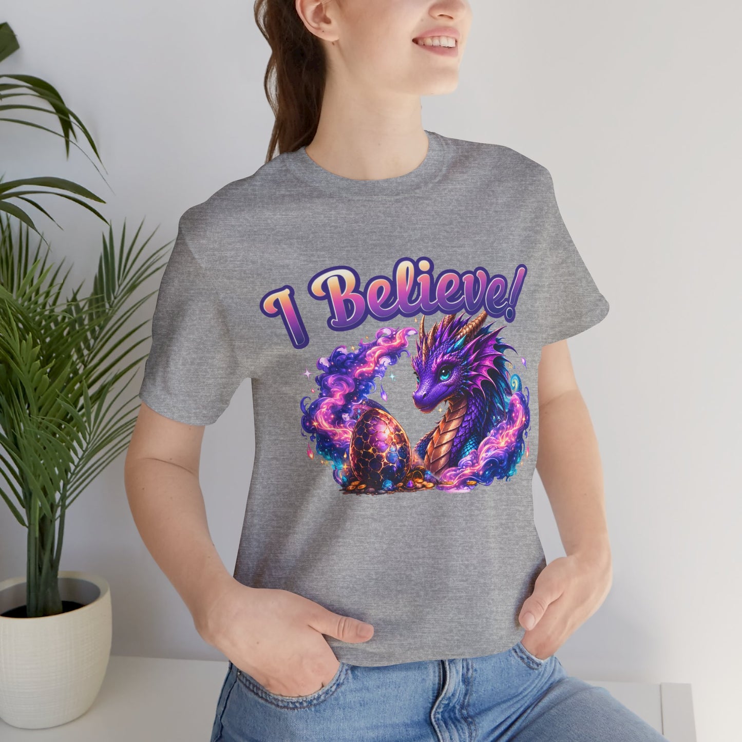 I Believe! Dragon Fantasy T-Shirt | Magical Dragon Egg Mythical Creature Graphic Tee