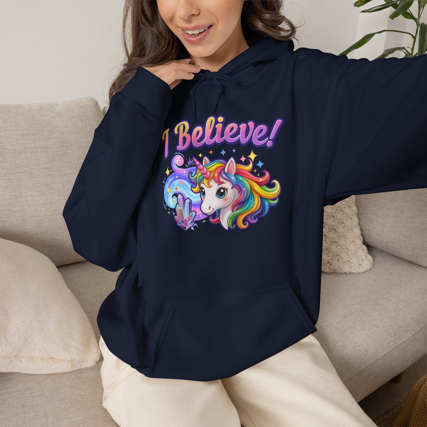 I Believe ... Unicorn Hoodie | Colorful Fantasy Mythical Creature Pullover Sweatshirt