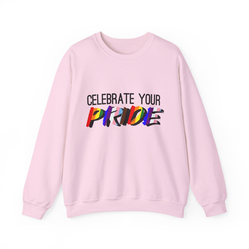 Celebrate Your Pride Crewneck Sweatshirt — Rainbow LGBTQ+ Pride Pullover