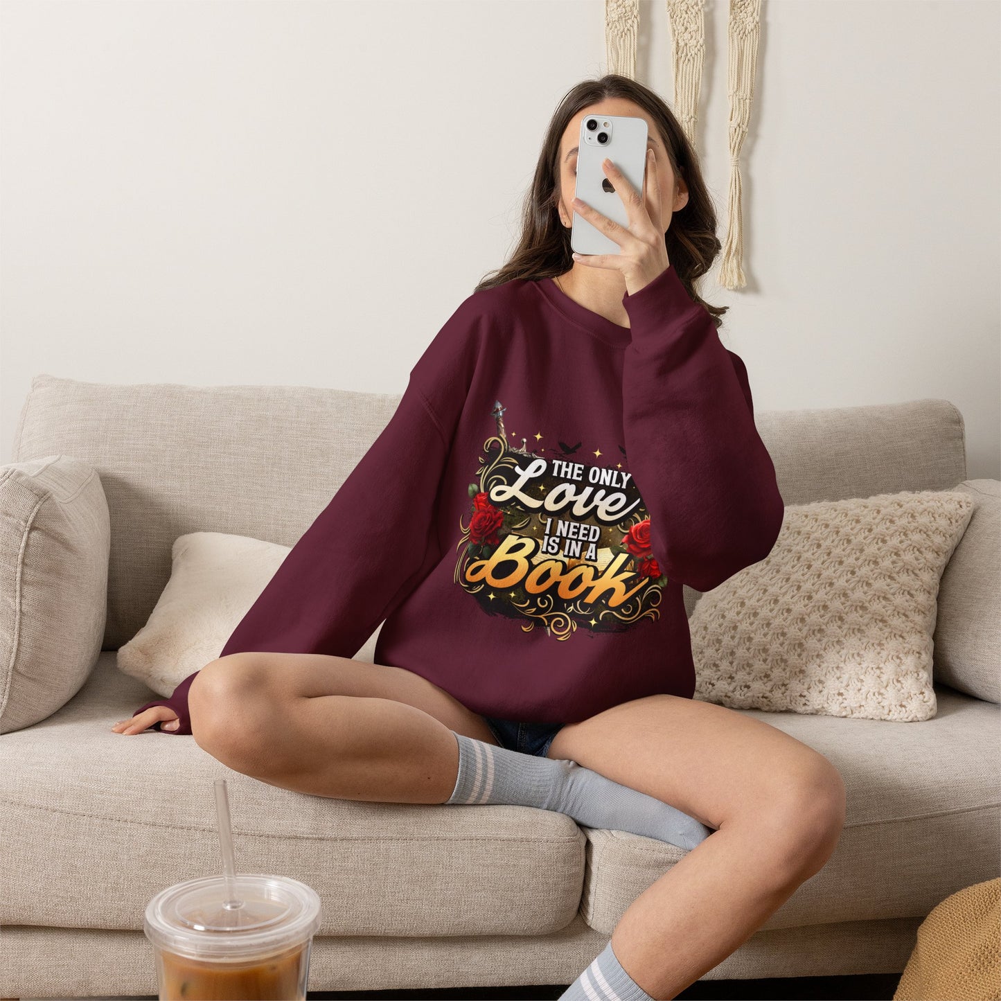 The Only Love I Need Is in a Book Crewneck Sweatshirt | BookTok Romantasy Pullover