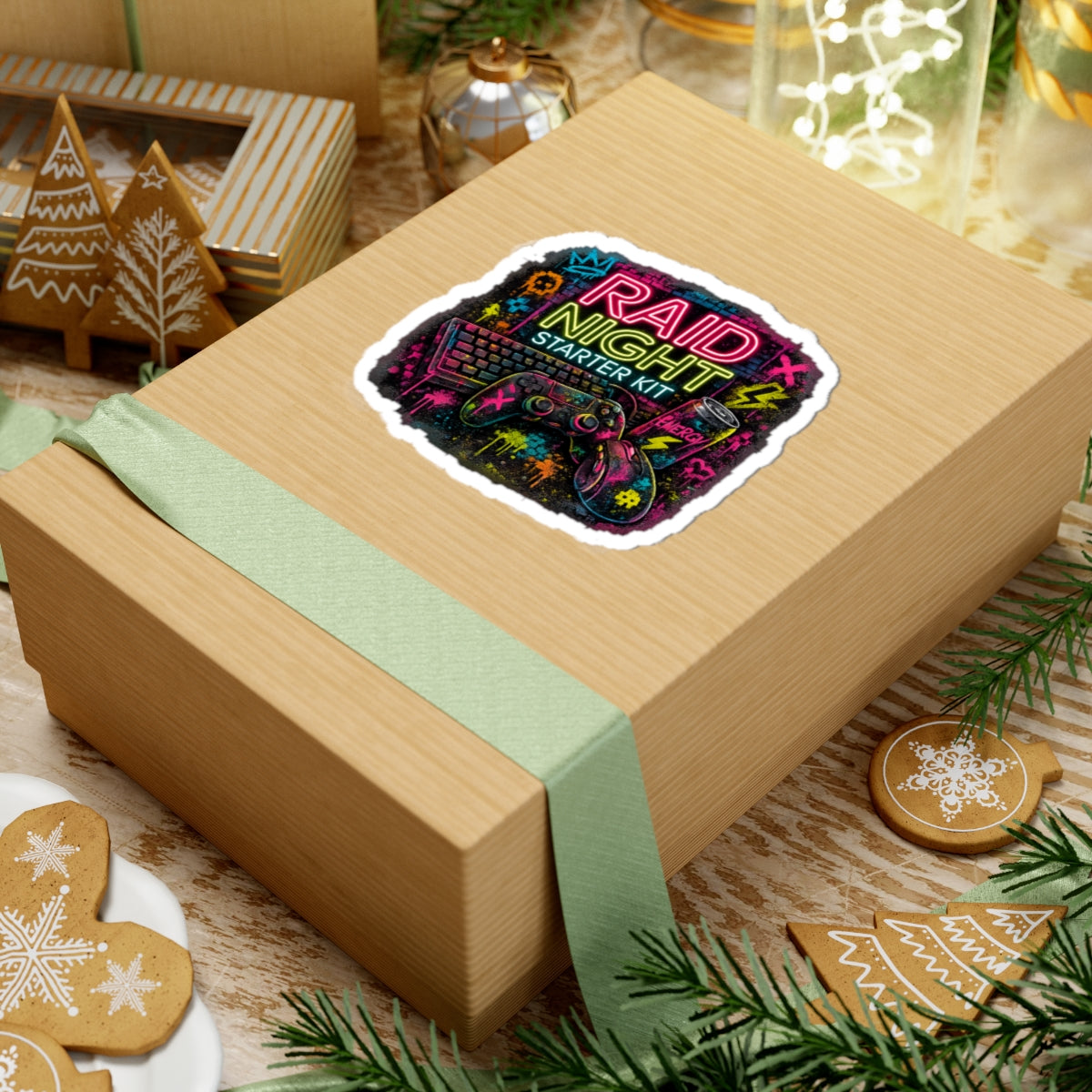 Raid Night Starter Kit | Retro Neon Gamer Vinyl Sticker