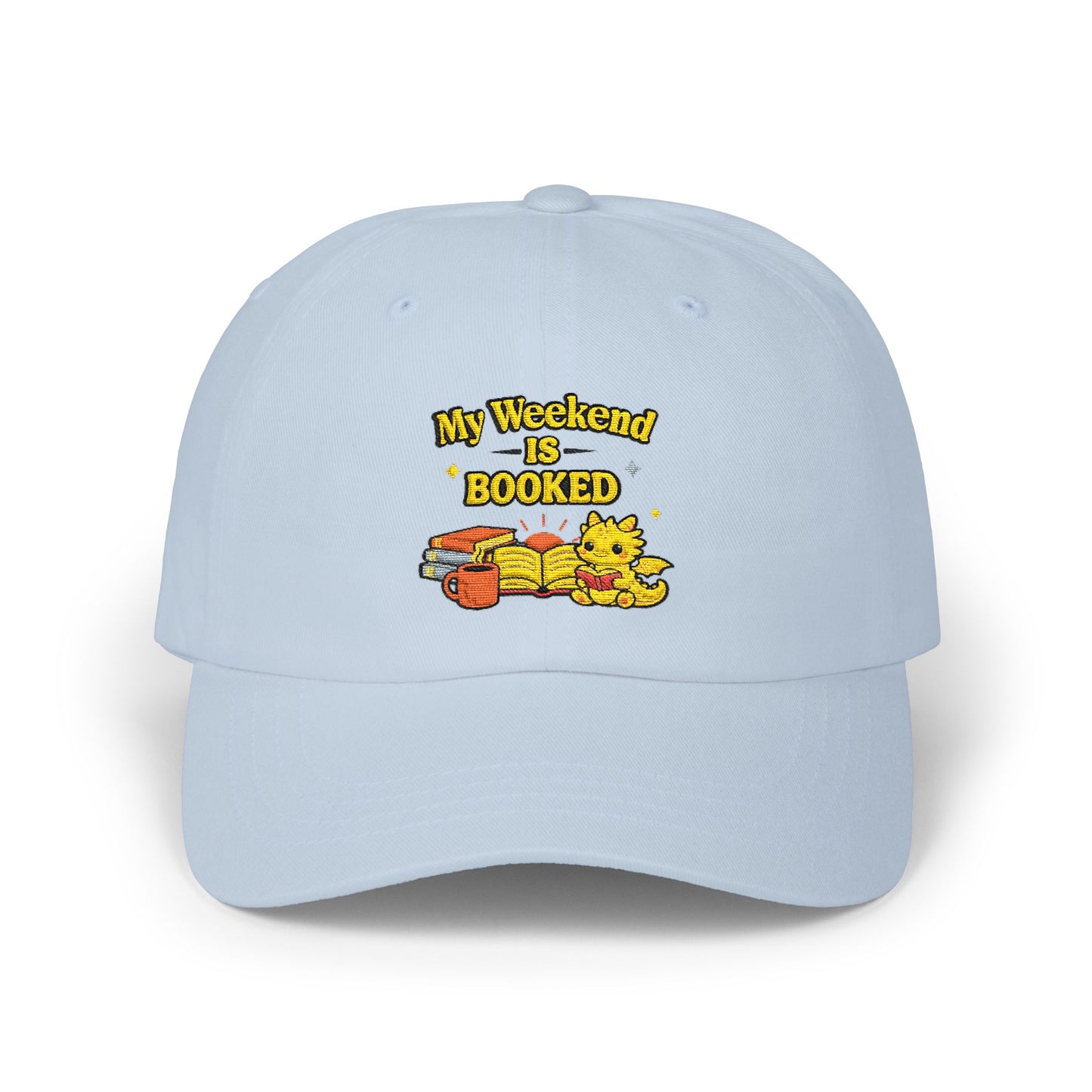 My Weekend Is Booked | Cute Book Dragon Embroidered Dad Cap