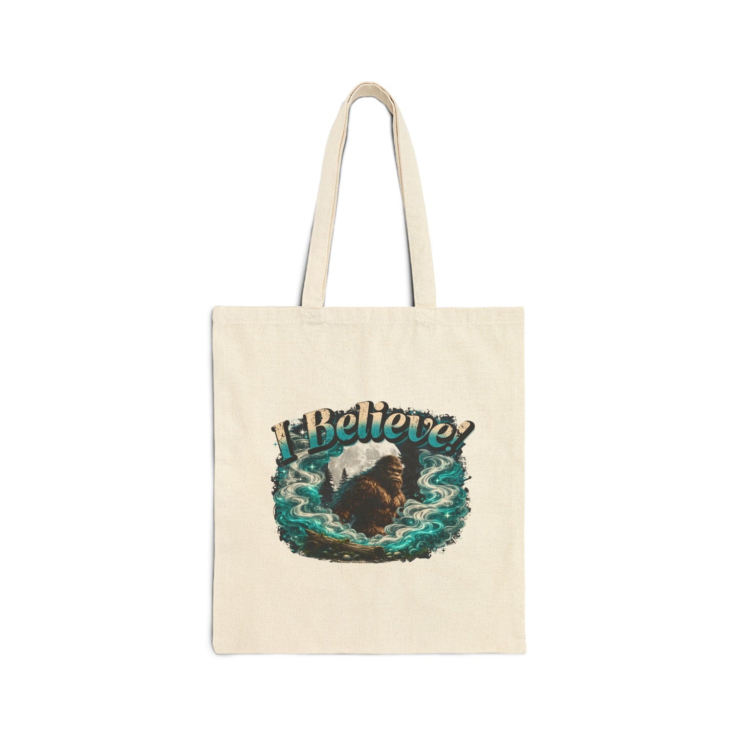 I Believe! Bigfoot Cotton Tote Bag | Sasquatch Wilderness Book Lover Tote