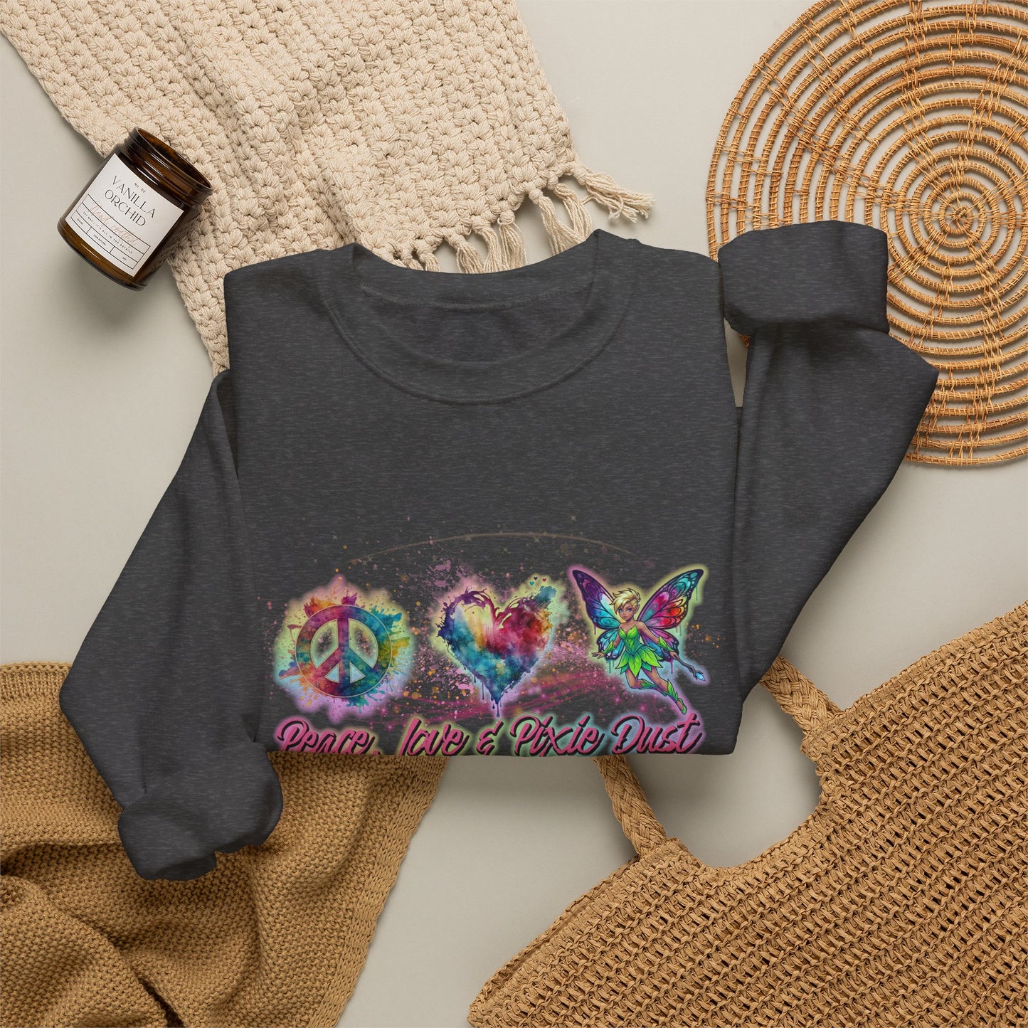 Peace, Love & Pixie Dust Fantasy Crewneck Sweatshirt
