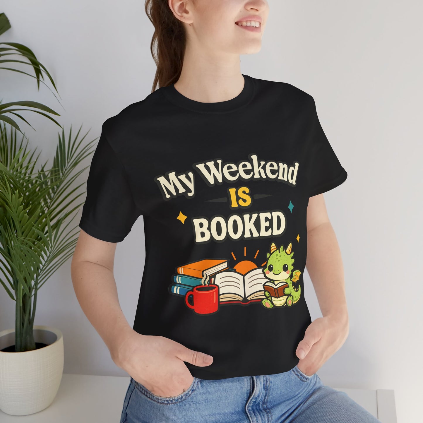 My Weekend Is Booked Cute Book Dragon Reading T-Shirt