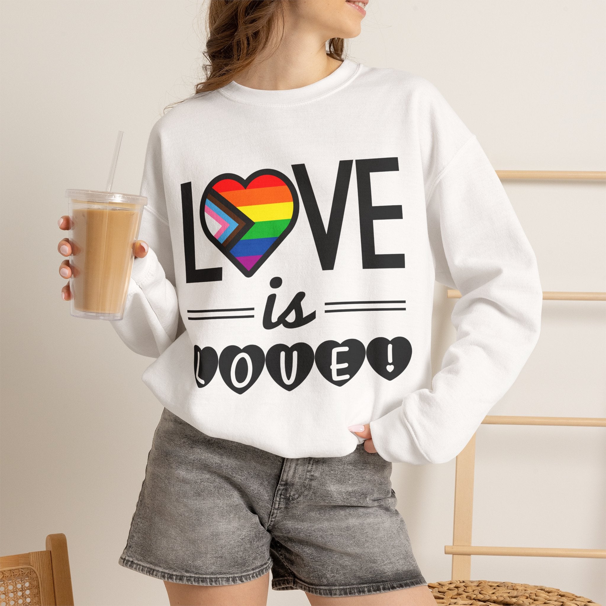 Love Is Love Sweatshirt — Rainbow Heart Pride Crewneck