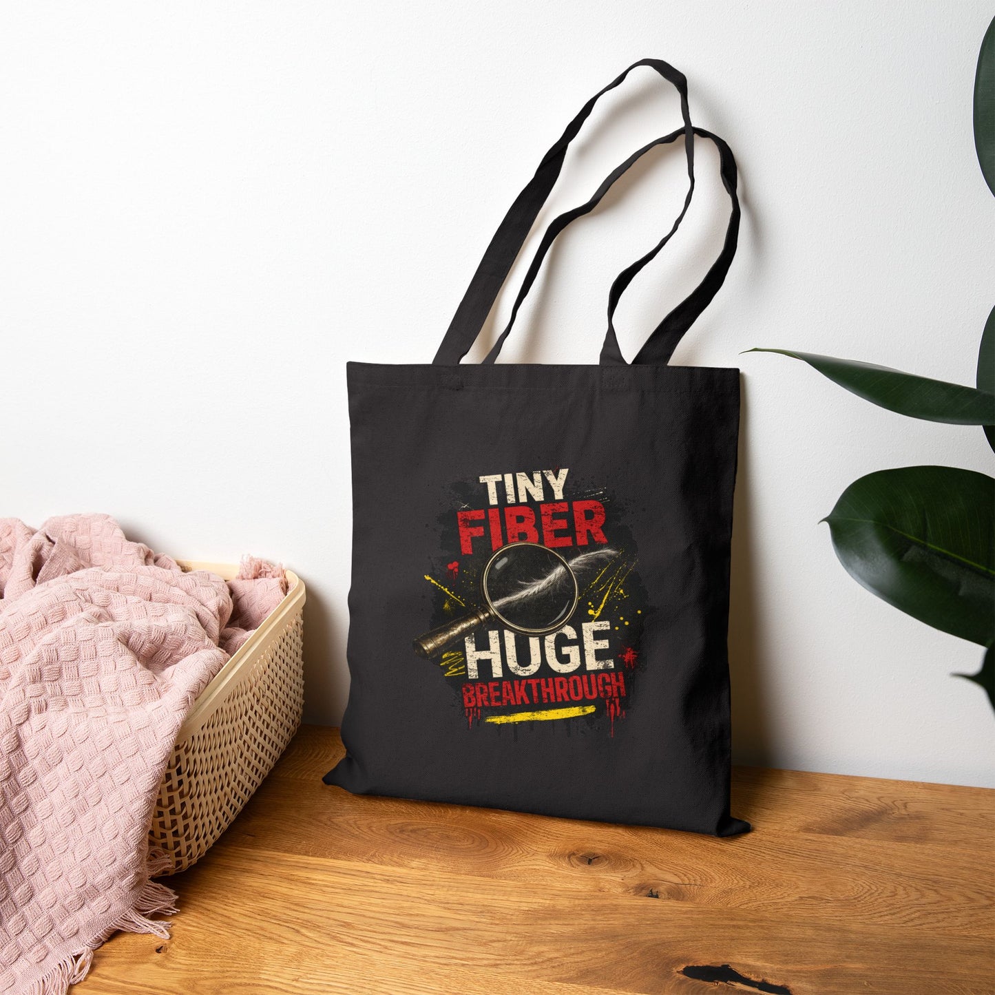 Tiny Fiber Huge Breakthrough Cotton Tote Bag | True Crime Forensics Book & Library Bag