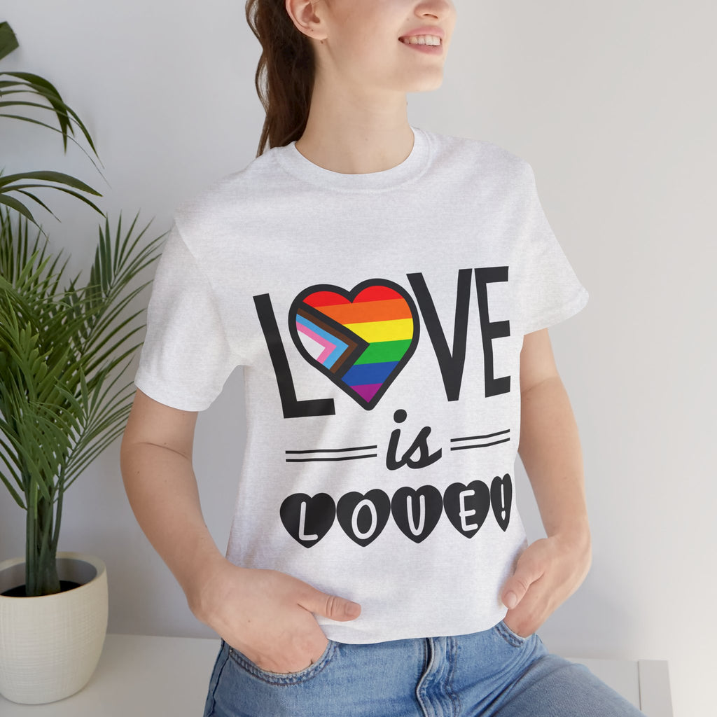 Love Is Love T-Shirt — Rainbow Heart Pride Tee