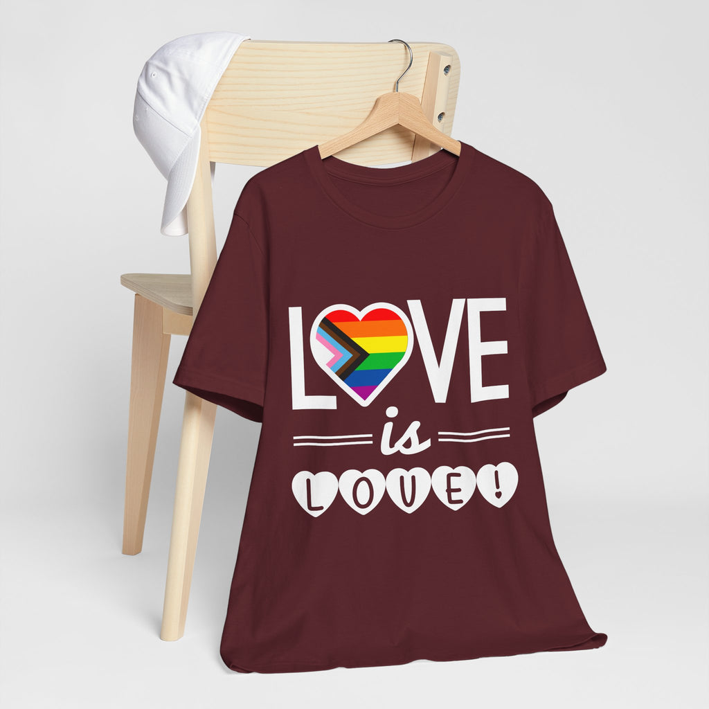 Love Is Love T-Shirt — Rainbow Heart Pride Tee