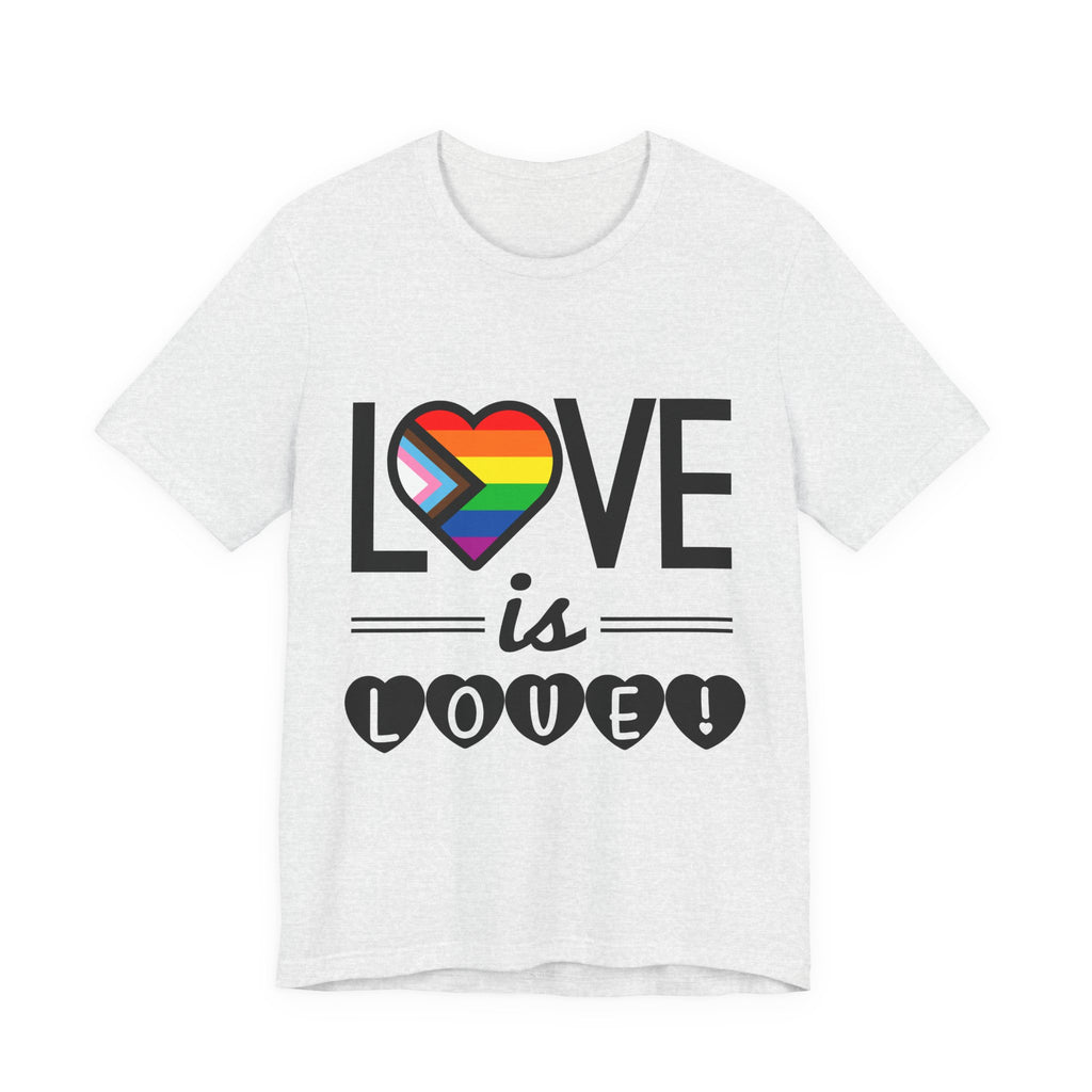 Love Is Love T-Shirt — Rainbow Heart Pride Tee