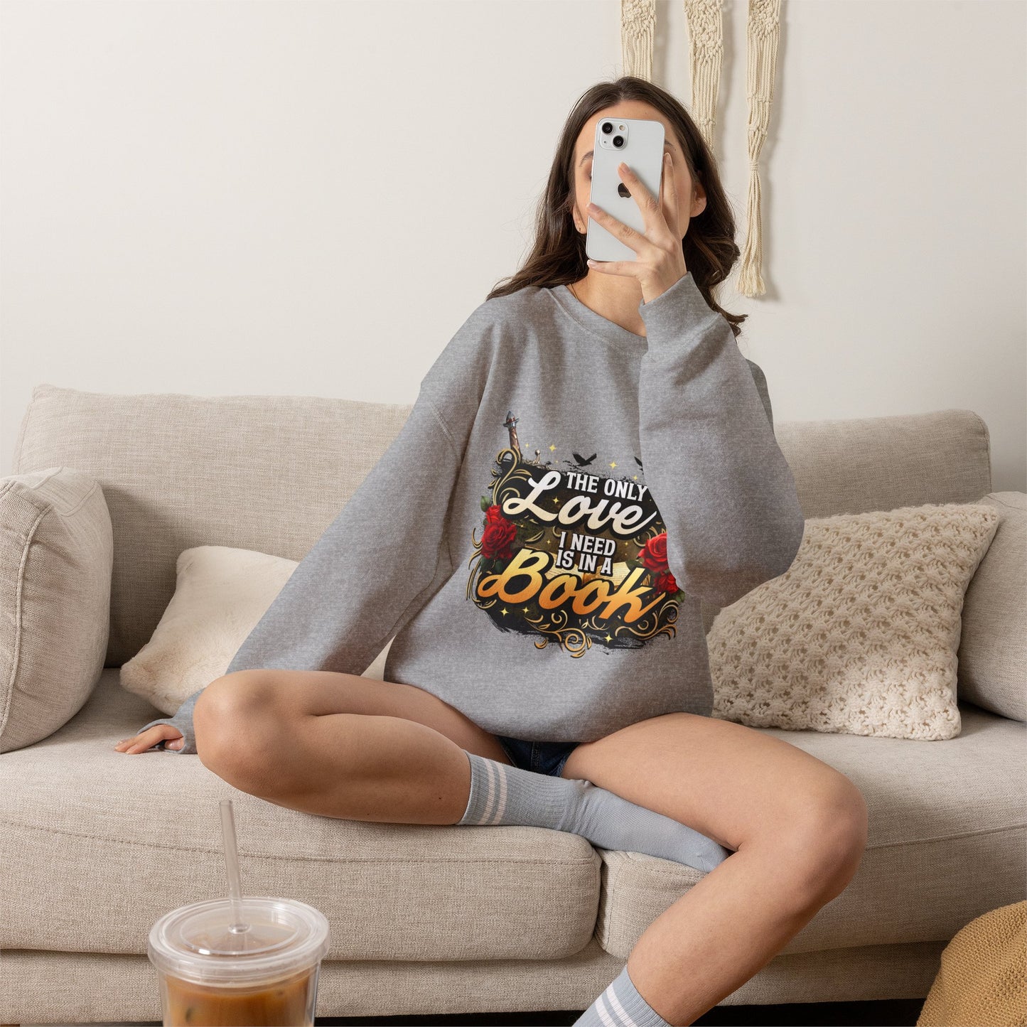 The Only Love I Need Is in a Book Crewneck Sweatshirt | BookTok Romantasy Pullover
