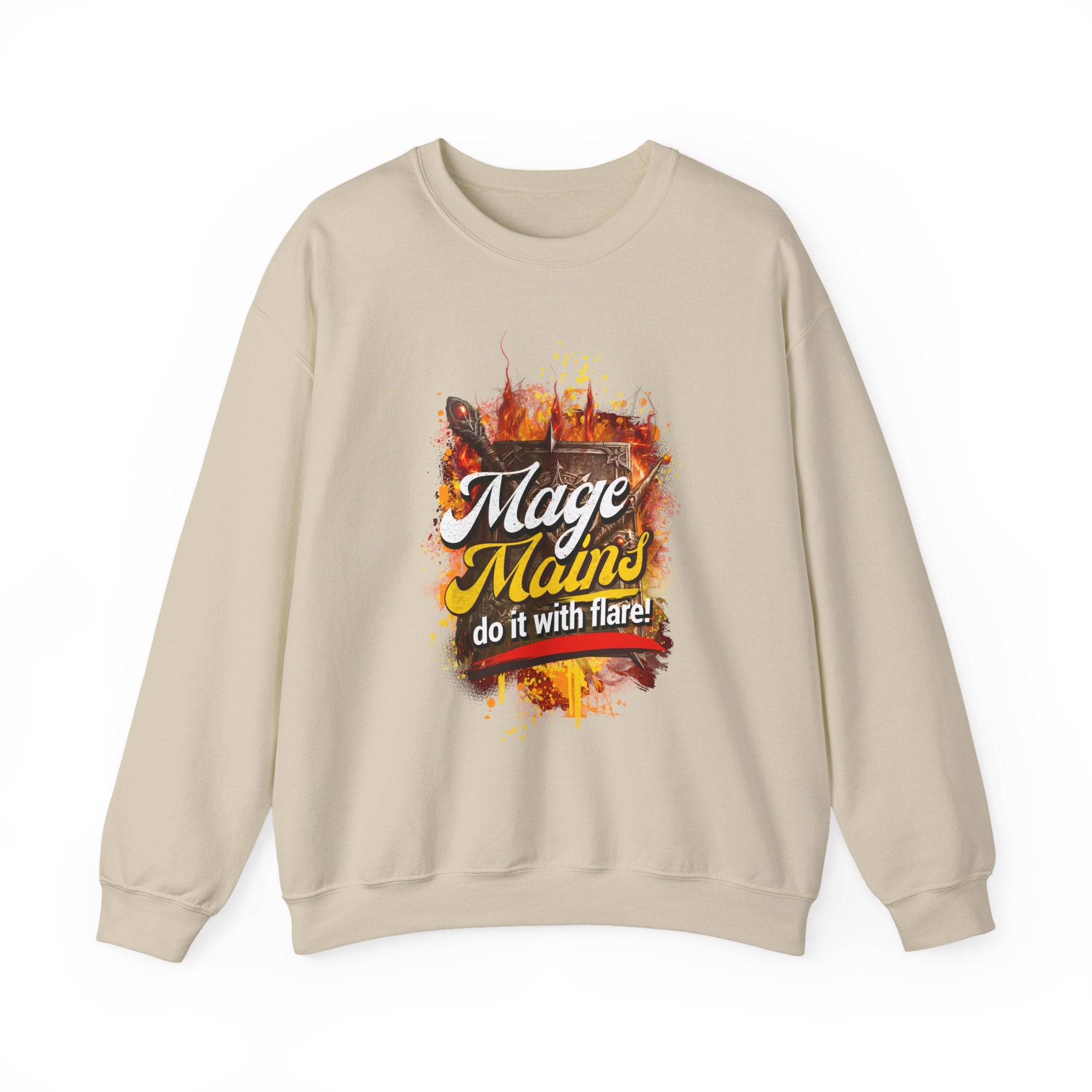 Mage Mains Crewneck Sweatshirt — "Do It With Flare" Fantasy Gamer Pullover