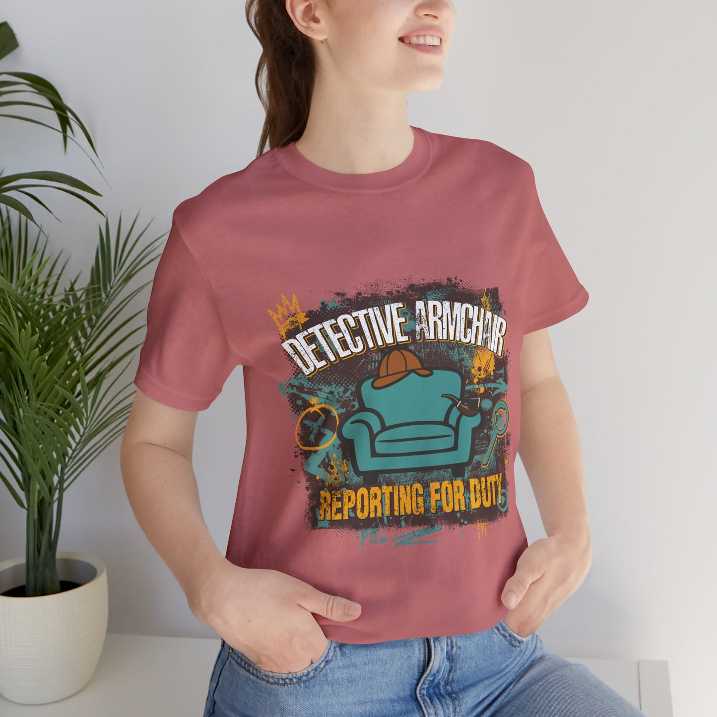 Detective Armchair Reporting for Duty Funny True Crime Graphic T-Shirt