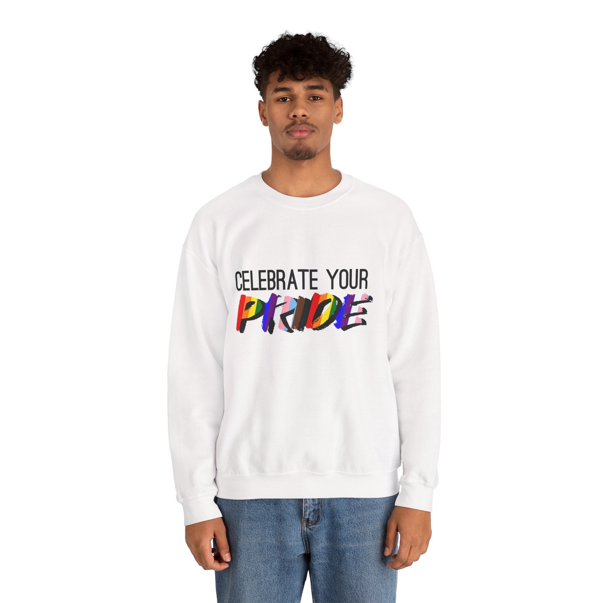 Celebrate Your Pride Crewneck Sweatshirt — Rainbow LGBTQ+ Pride Pullover